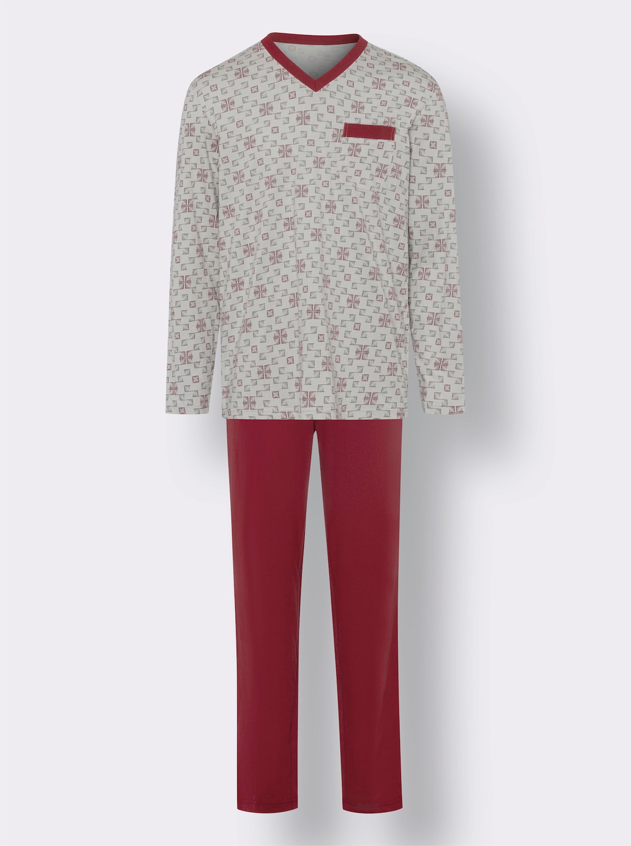 Pyžamo - Svetlosivo-tmavočervený vzor