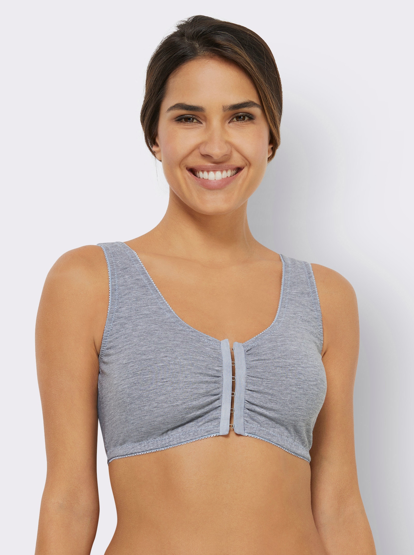 wäschepur Bustier mit Vorderverschluss - 3x grau-melange