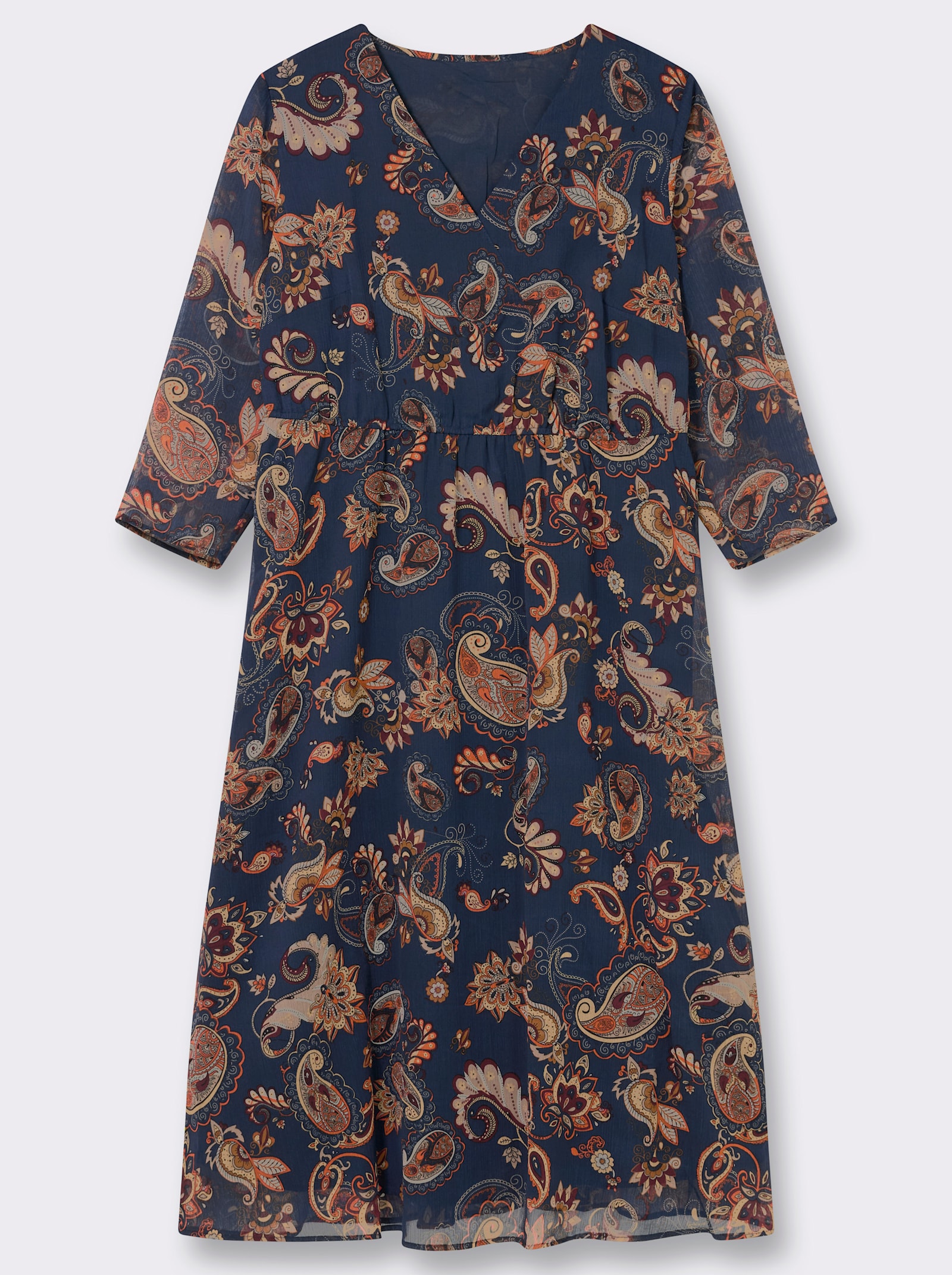 Maxikleid aus Chiffon, mit Floral-Print - dunkelblau-gemustert