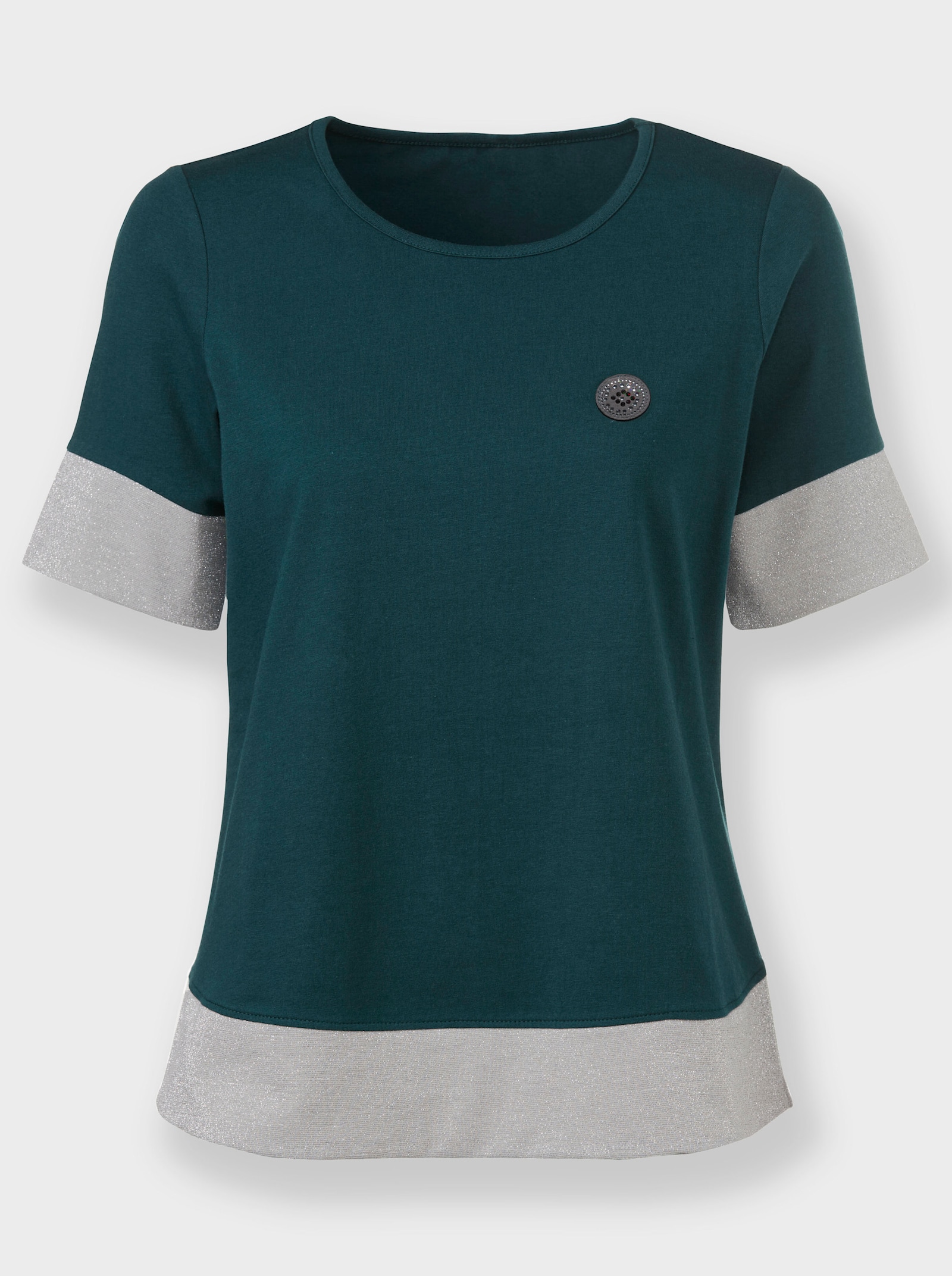 Shirt met glinsterende biezen - petrol