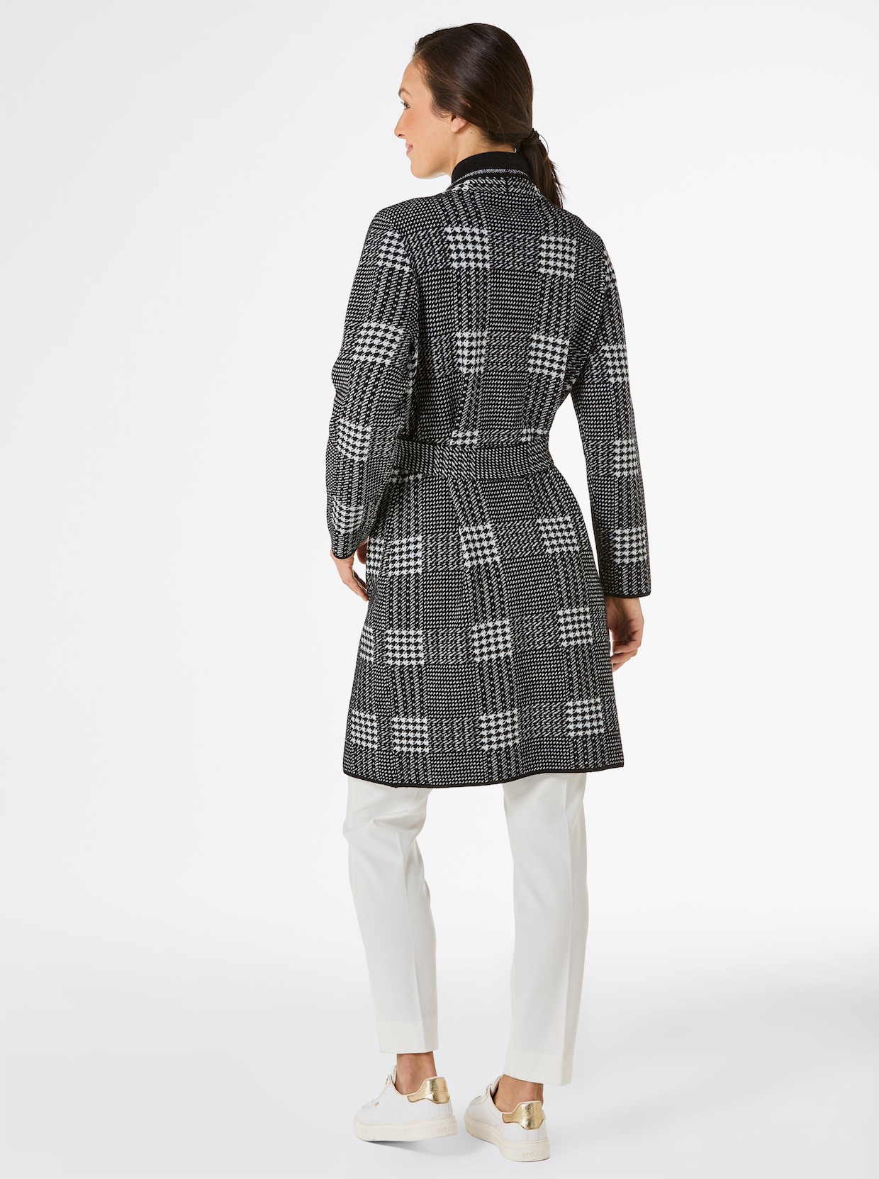 CREATION L PREMIUM Jacquardstrickjacke - schwarz-ecru-gemustert