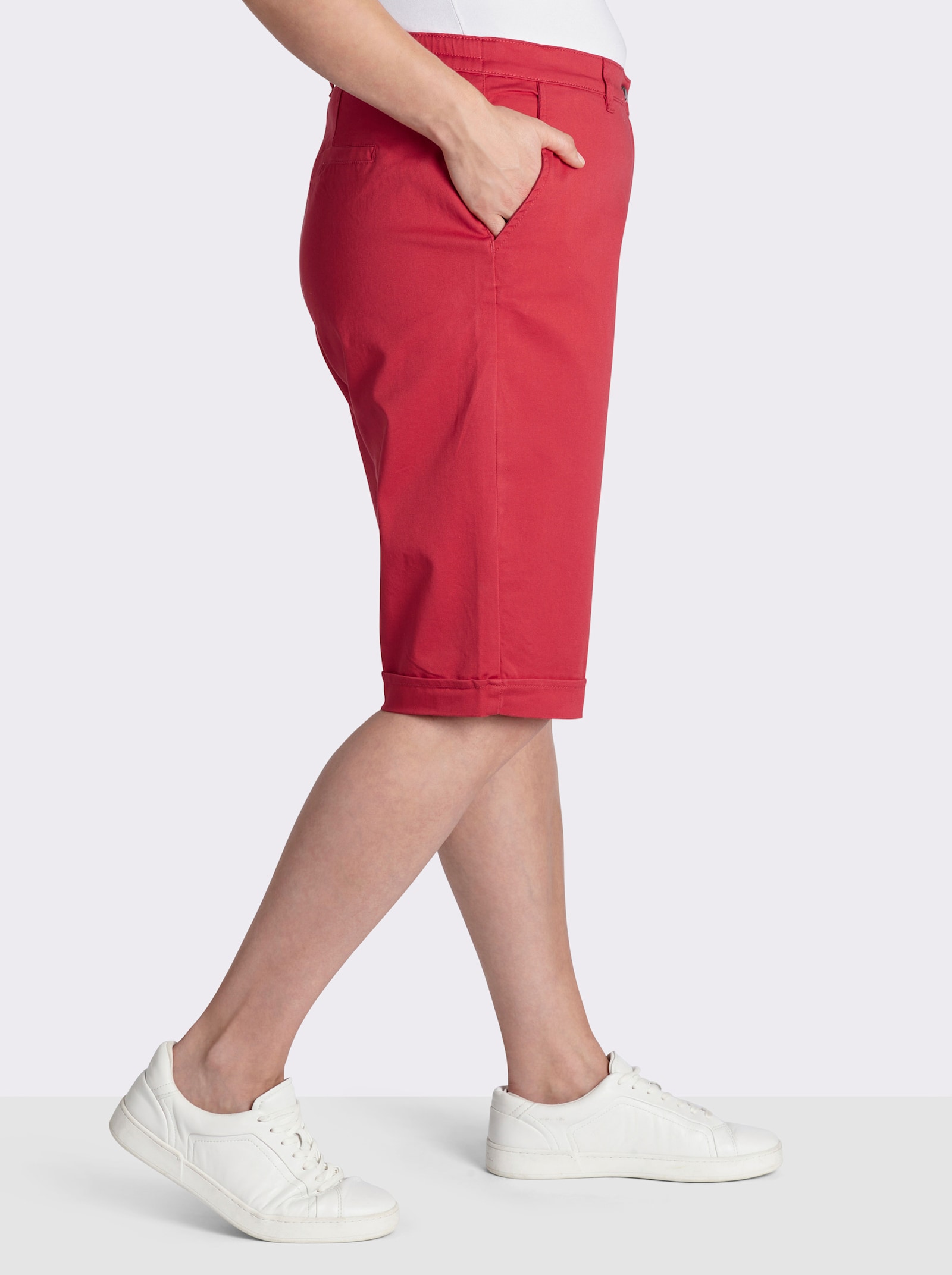 Jeansbermudas mit Dehnbund hinten - rot