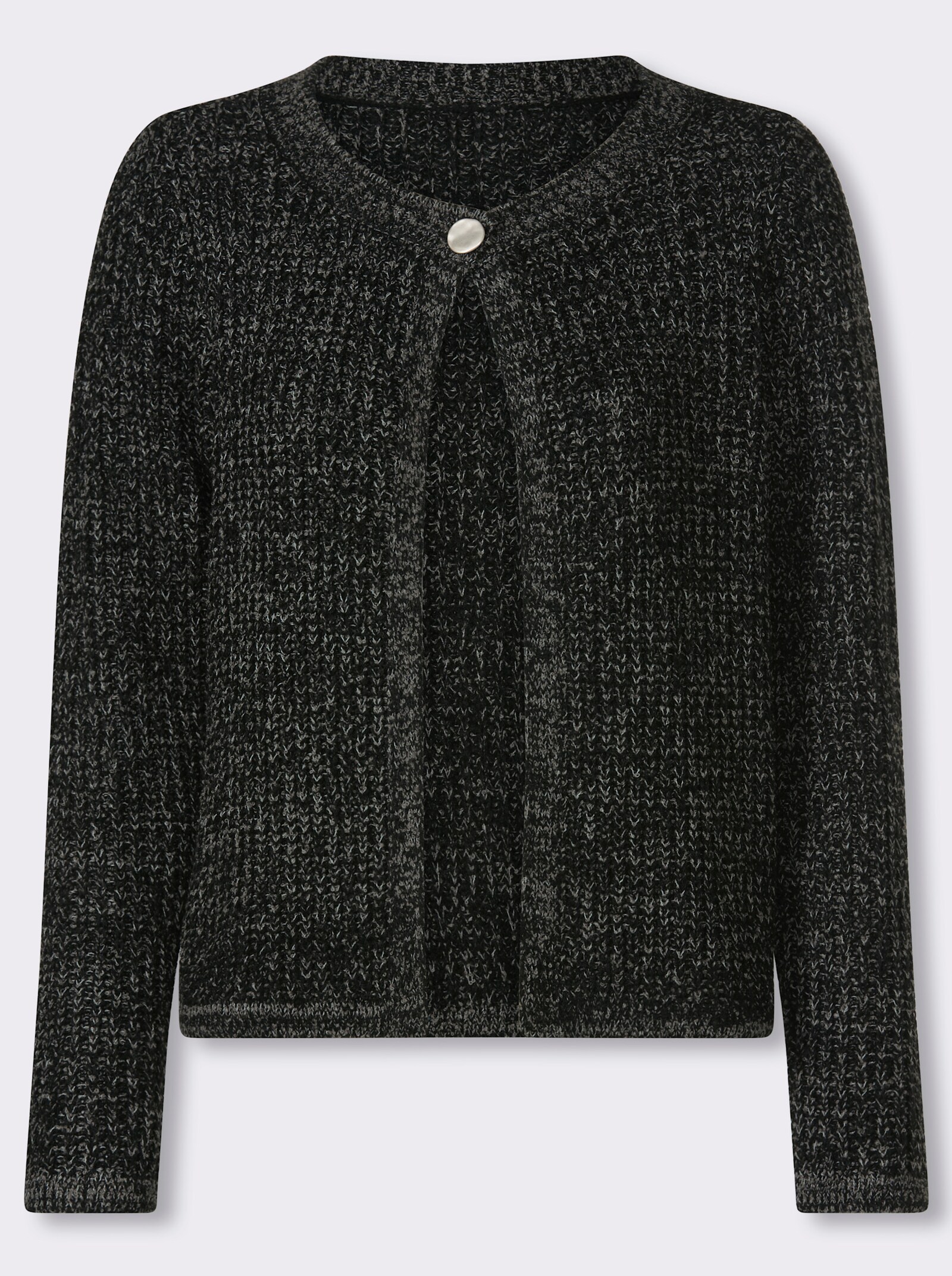 Strickjacke in Melange-Optik - schwarz-grau-meliert