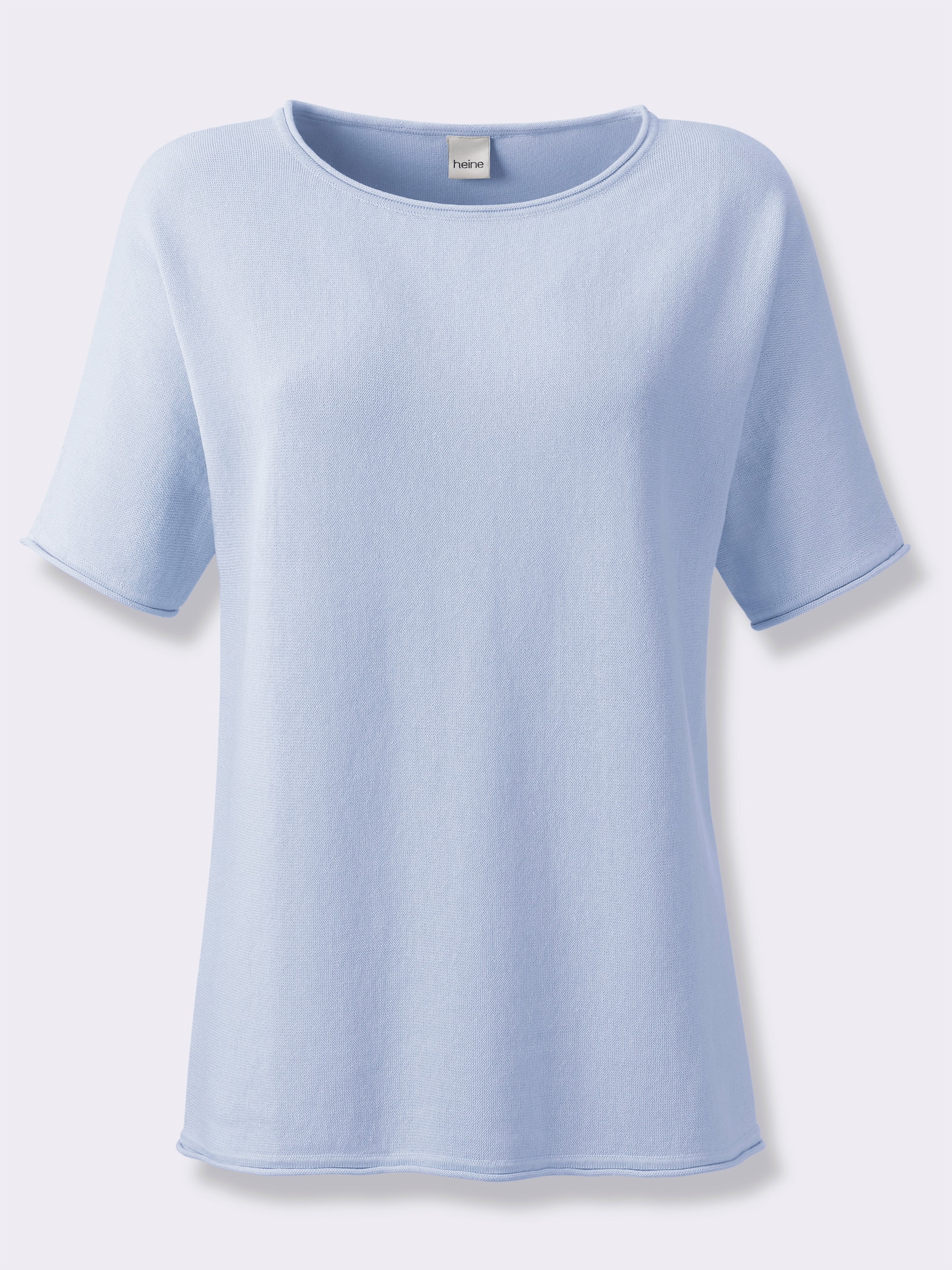 heine Kurzarmpullover mit Rollkanten - hellblau