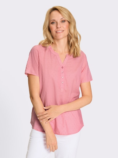 Halenka s krátkým rukávem za strukturovaného materiálu - růžové dřevo
