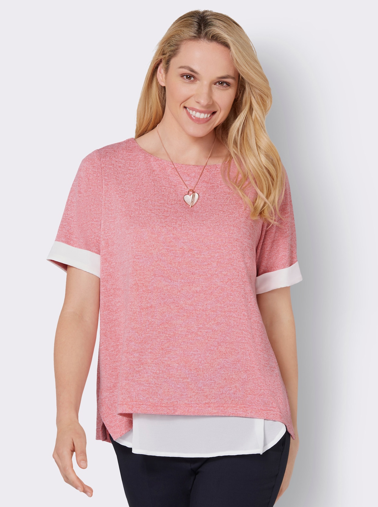 2-in-1-Shirt - flamingo-meliert