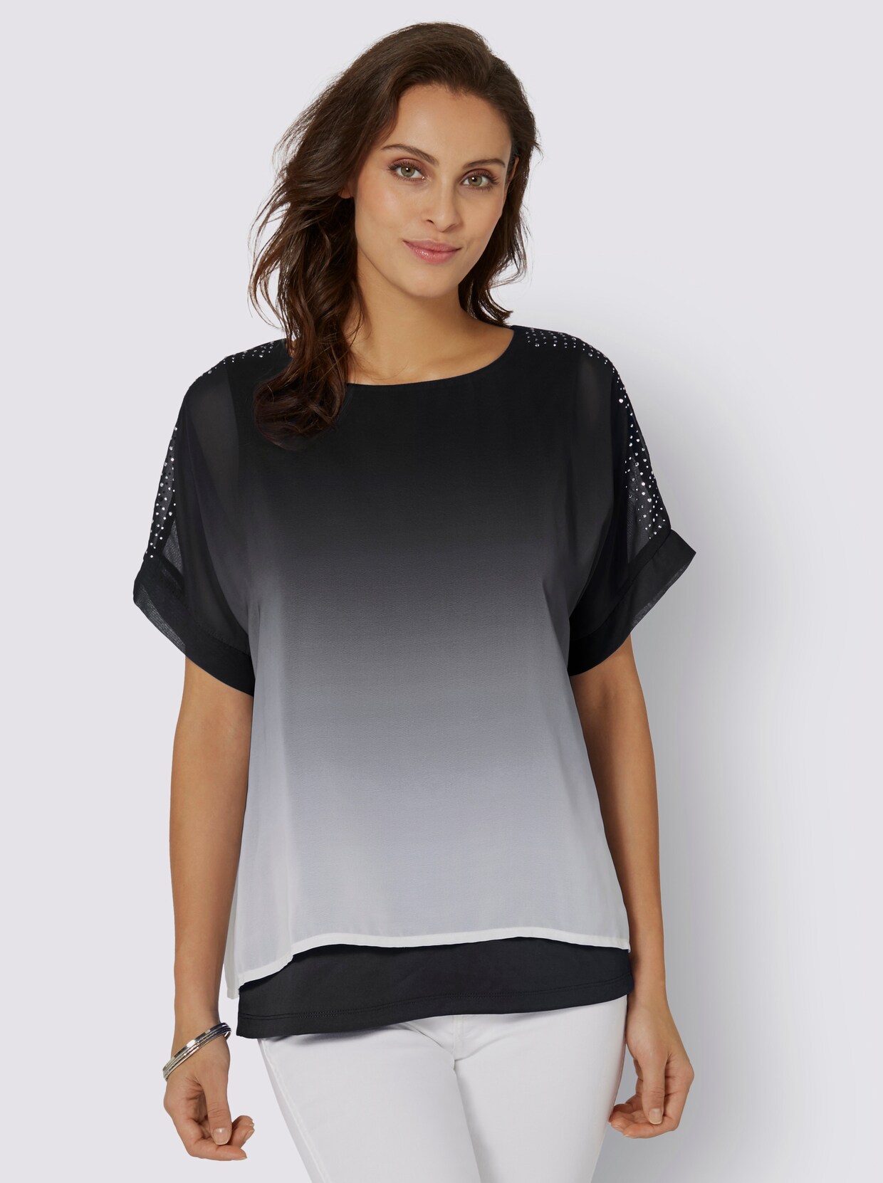 Comfortabele blouse - zwart/wit geprint