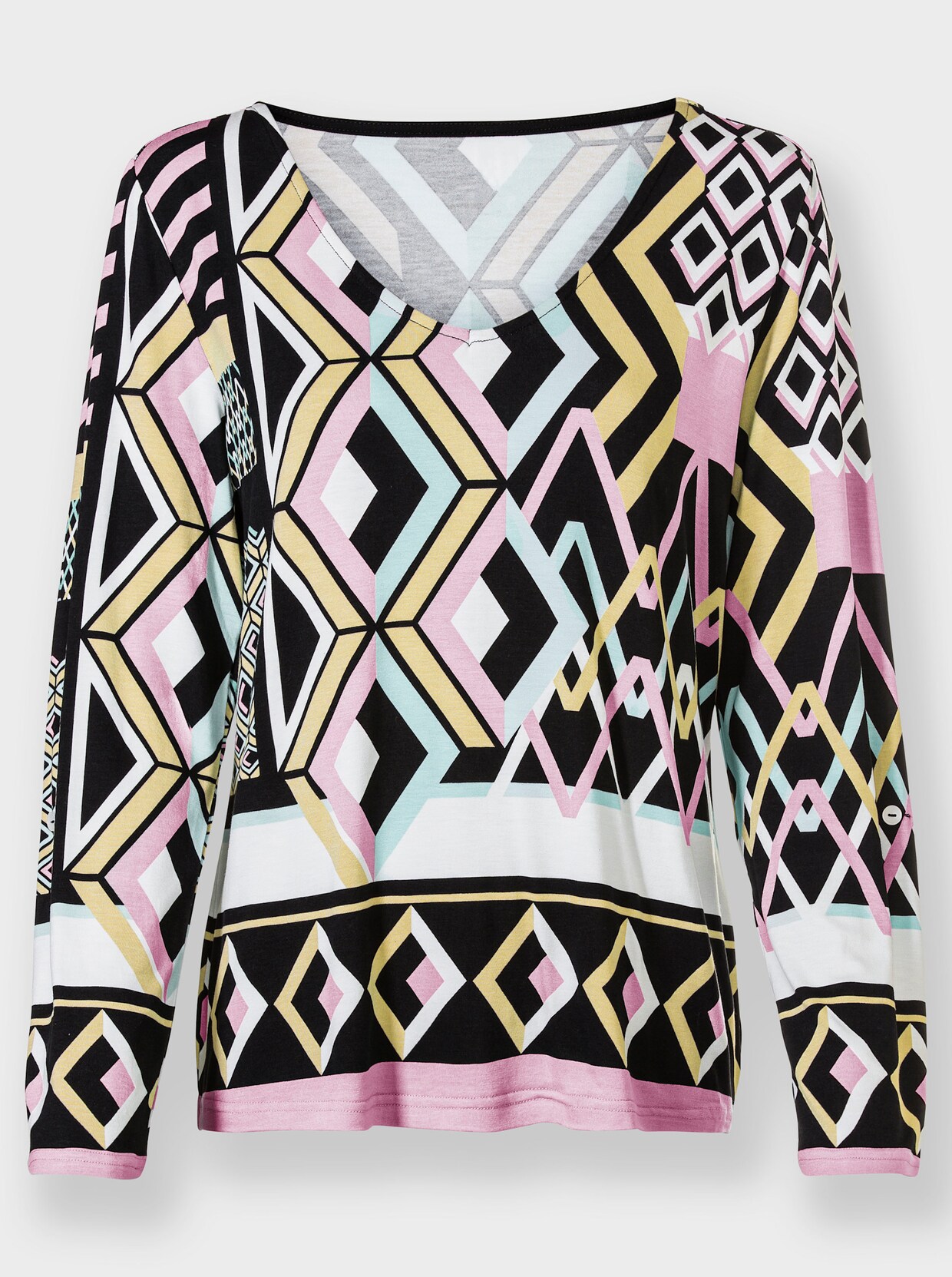 Shirt met lange mouwen - roze/wit bedrukt