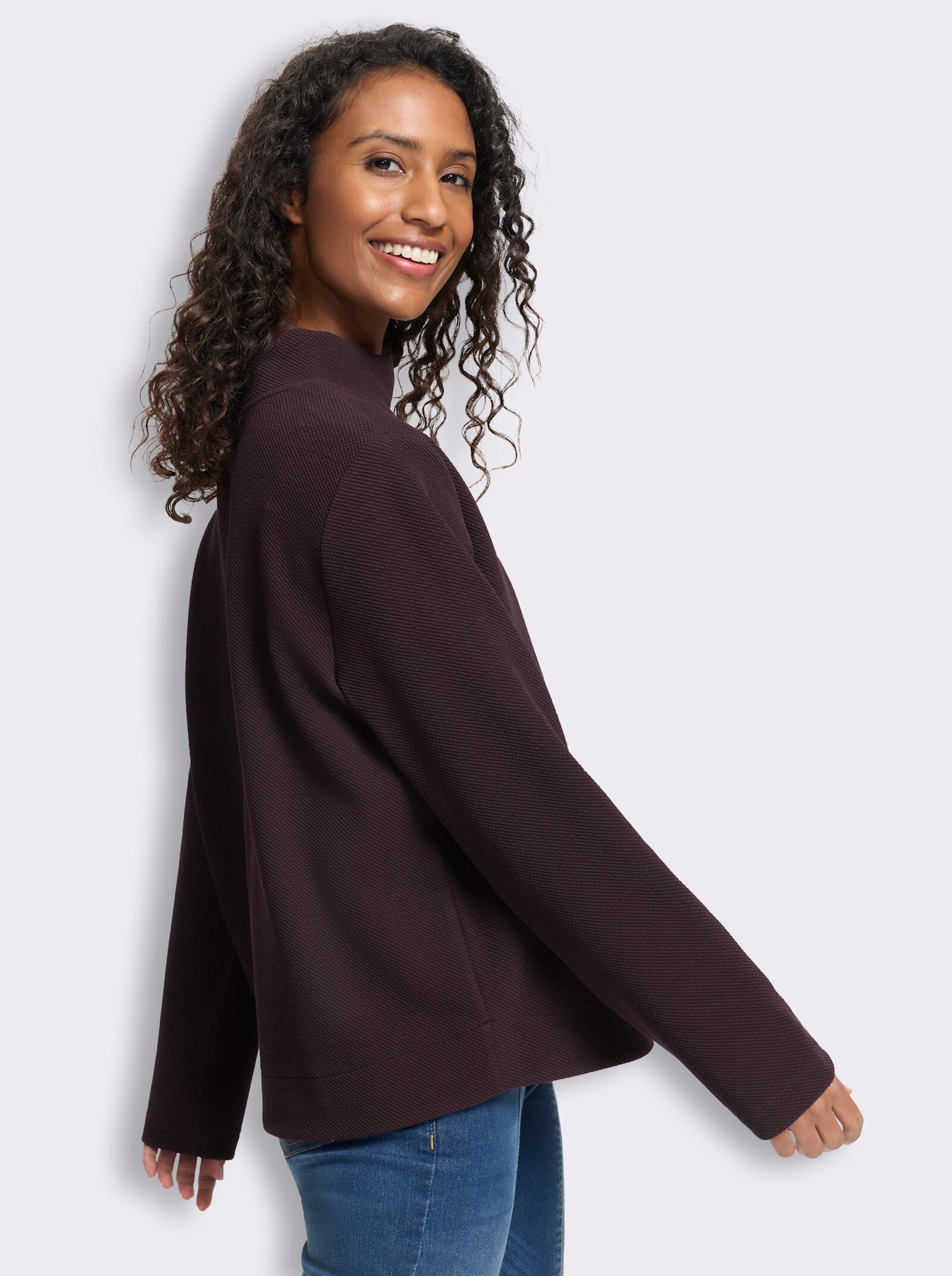 heine Sweatshirt in Melange-Optik - burgund