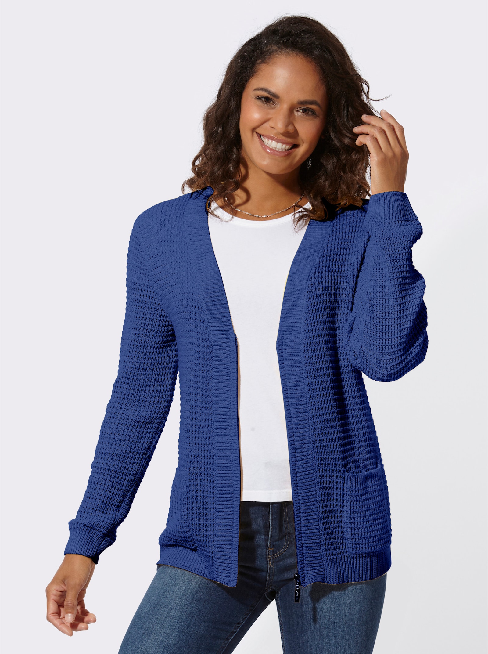 Strickjacke mit Reißverschluss - royalblau