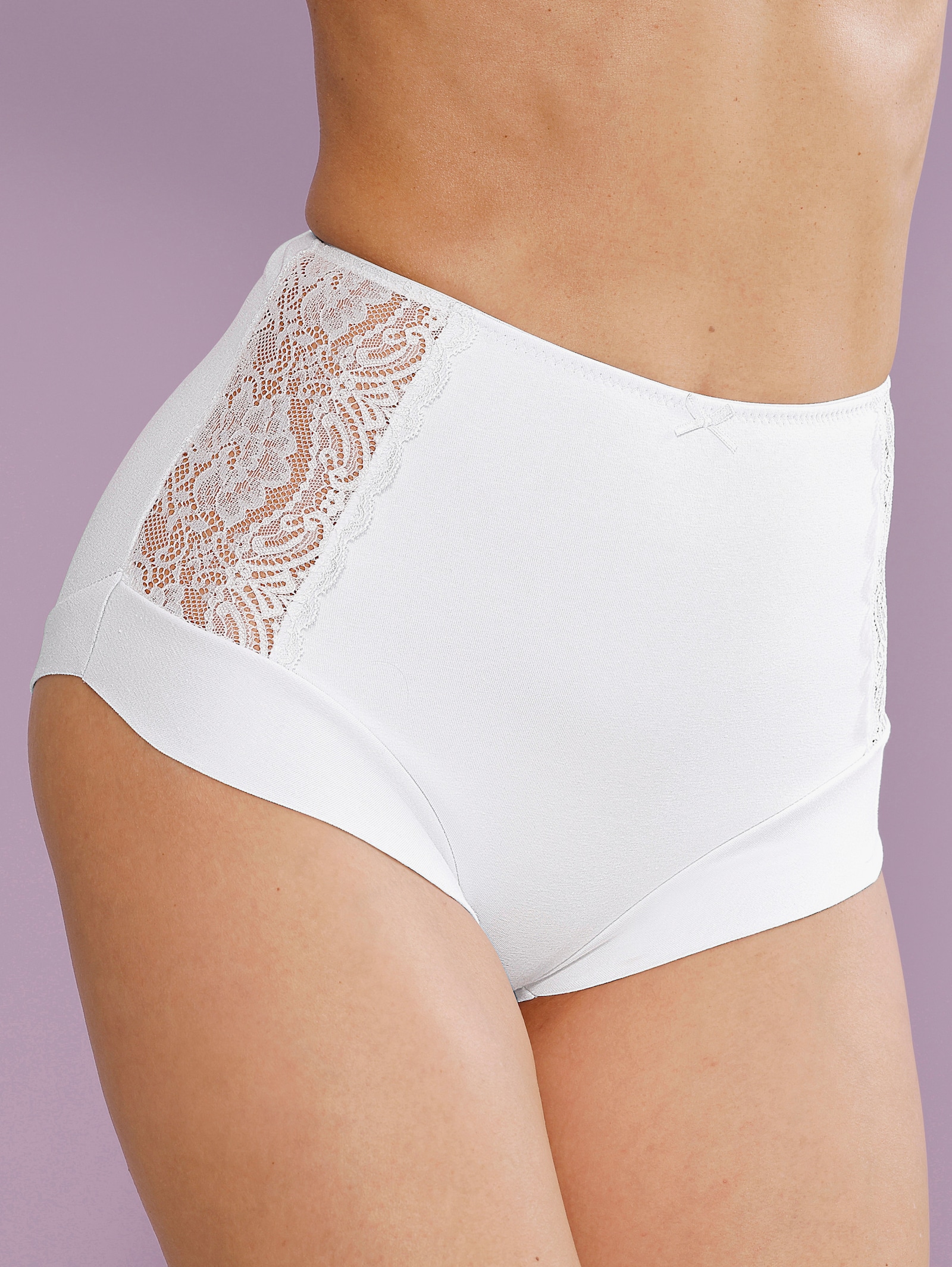 wäschepur Formslip mit seitlicher Spitze - weiss