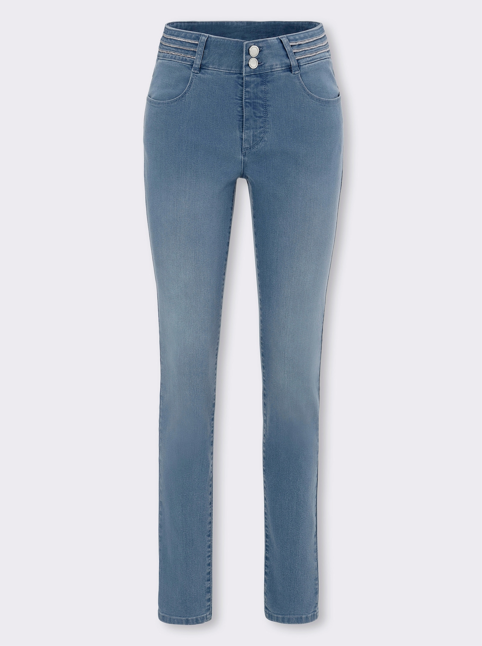 Jeans mit verziertem Bund - blue-bleached