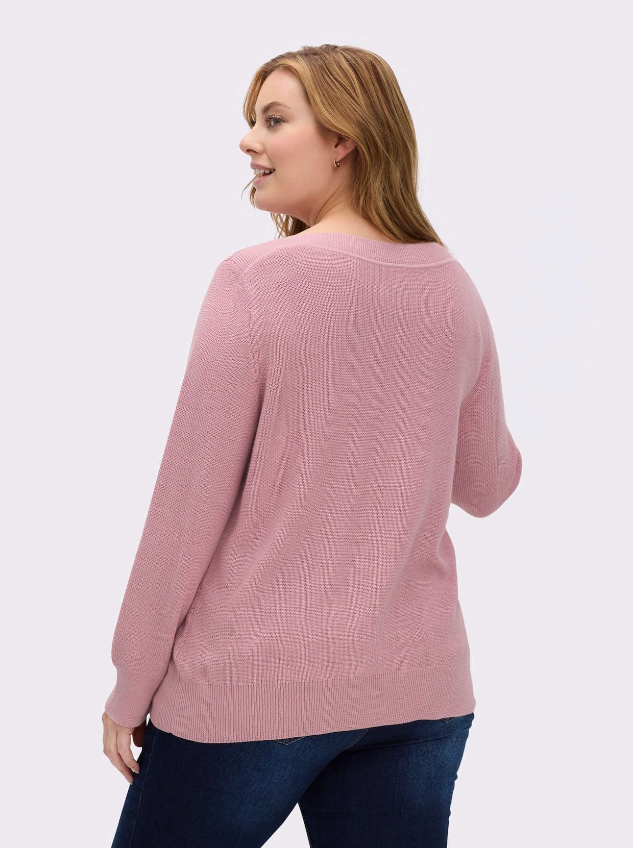 Strickpullover in Ripp-Optik - hortensie