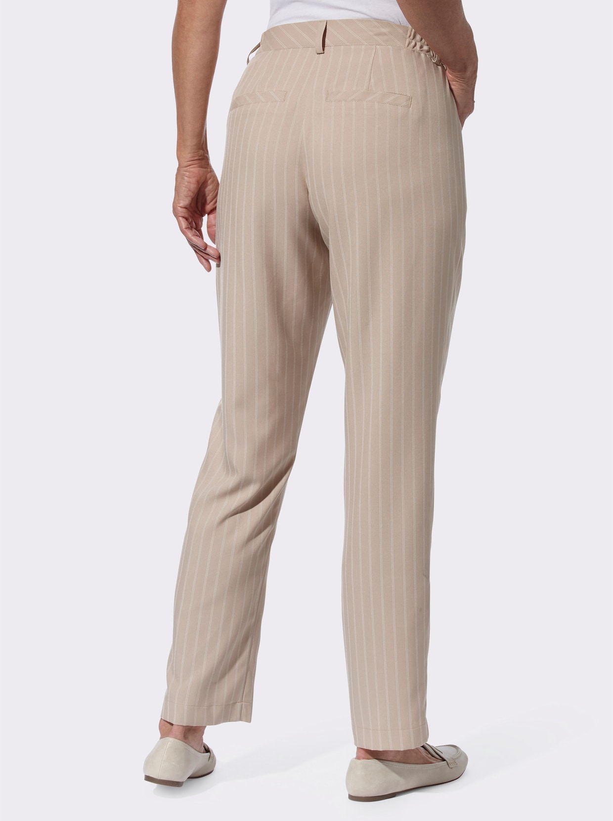 Broek - beige/ecru gestreept