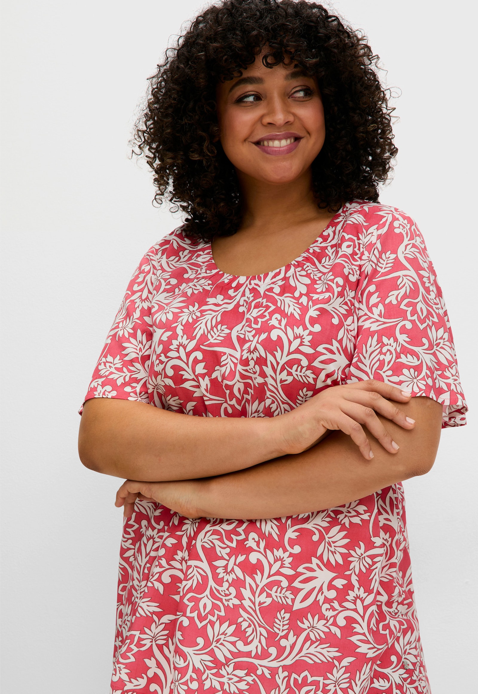 sheego Tunika mit Blätterprint - hummer-gemustert