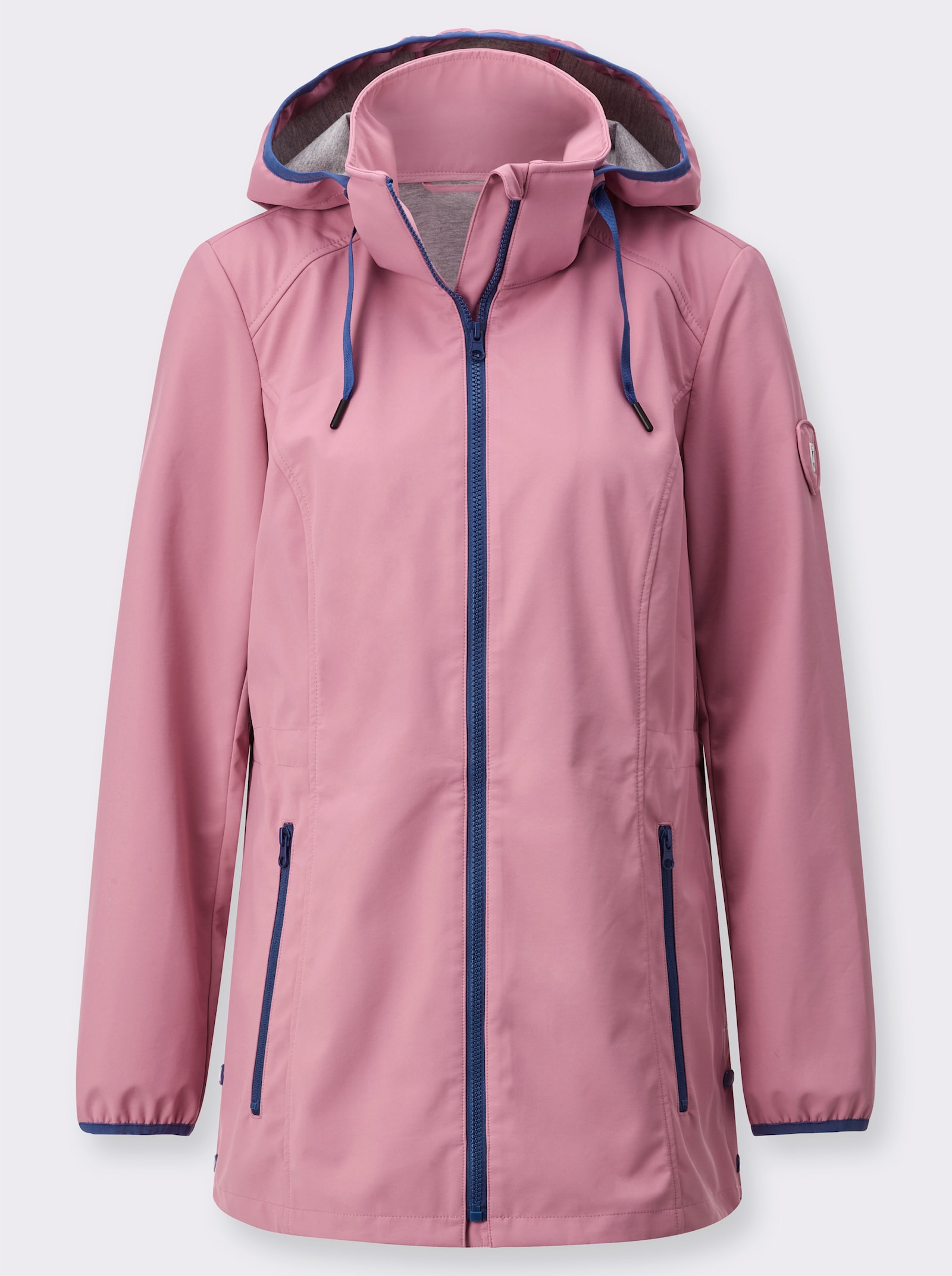 Softshelljacke mit abnehmbarer Kapuze - altrosa