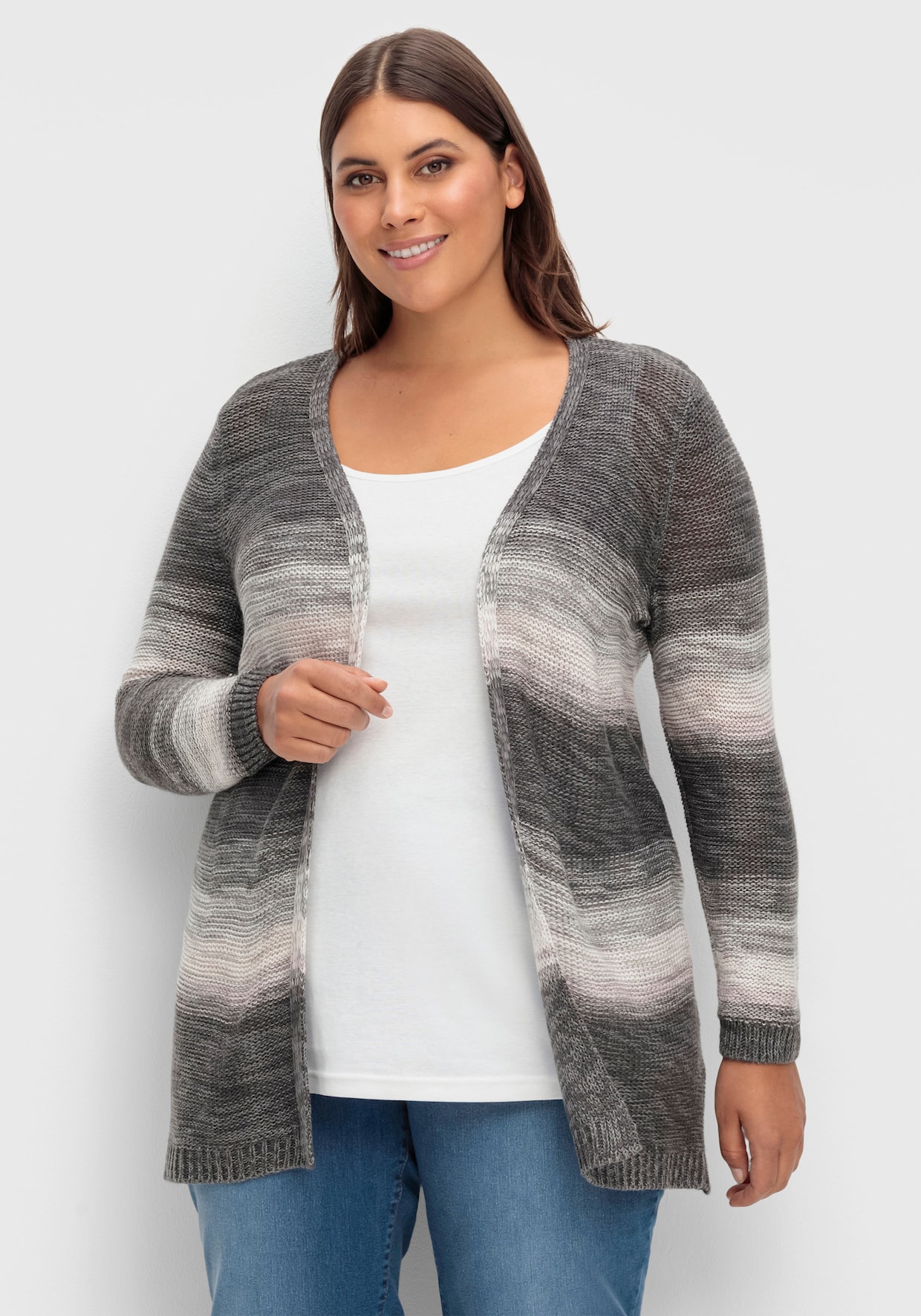 Strickjacke - grau-rosé