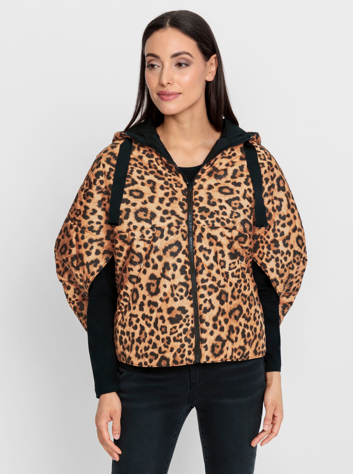heine Keerbaar jack - camel/zwart geprint