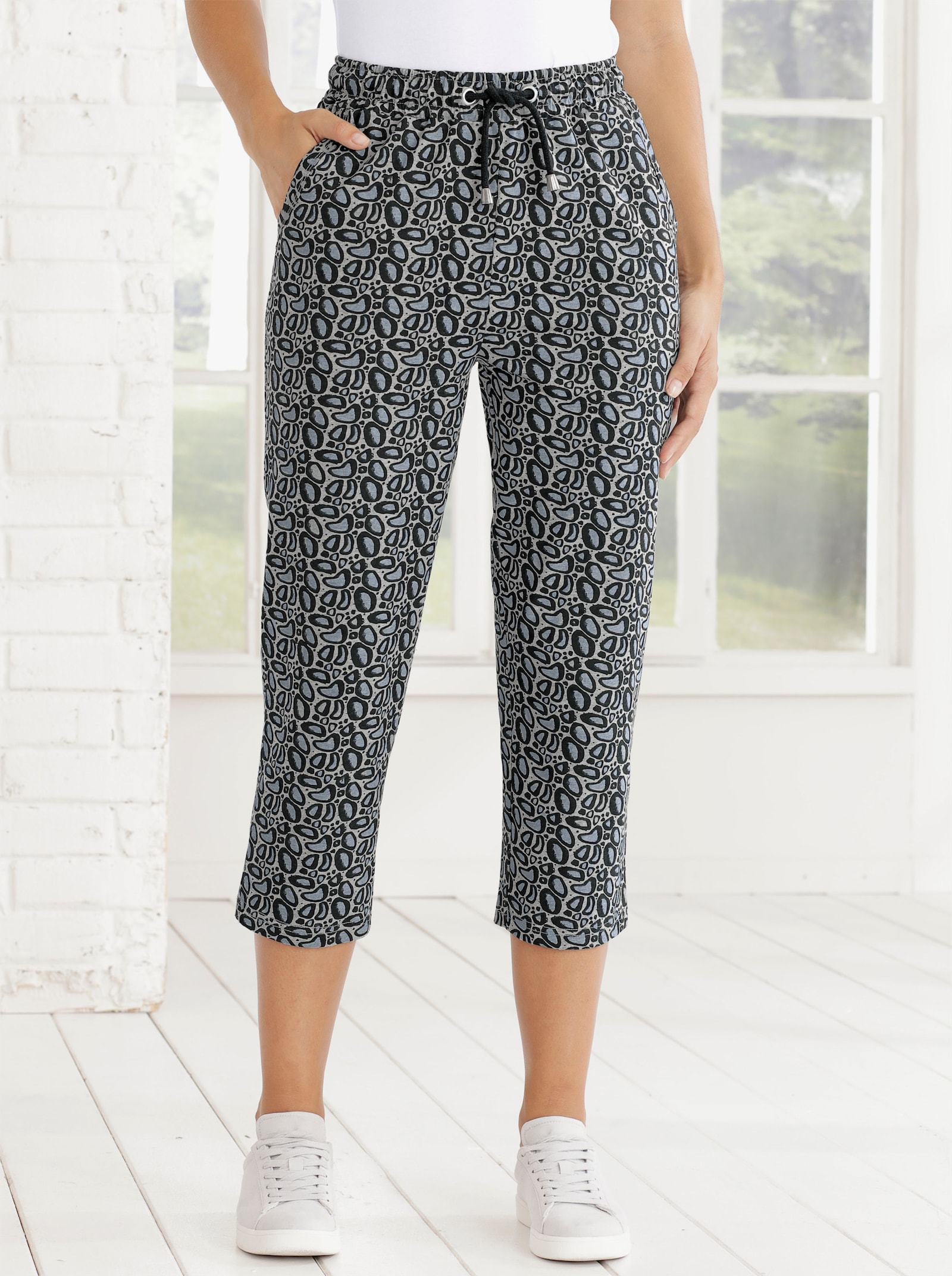 7/8-vrijetijdsbroek - grijs geprint