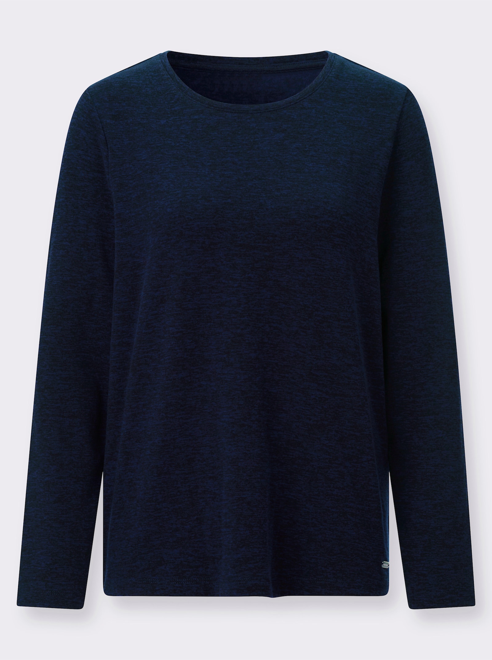 Rundhalsshirt mit Jacquard-Muster - marine-meliert