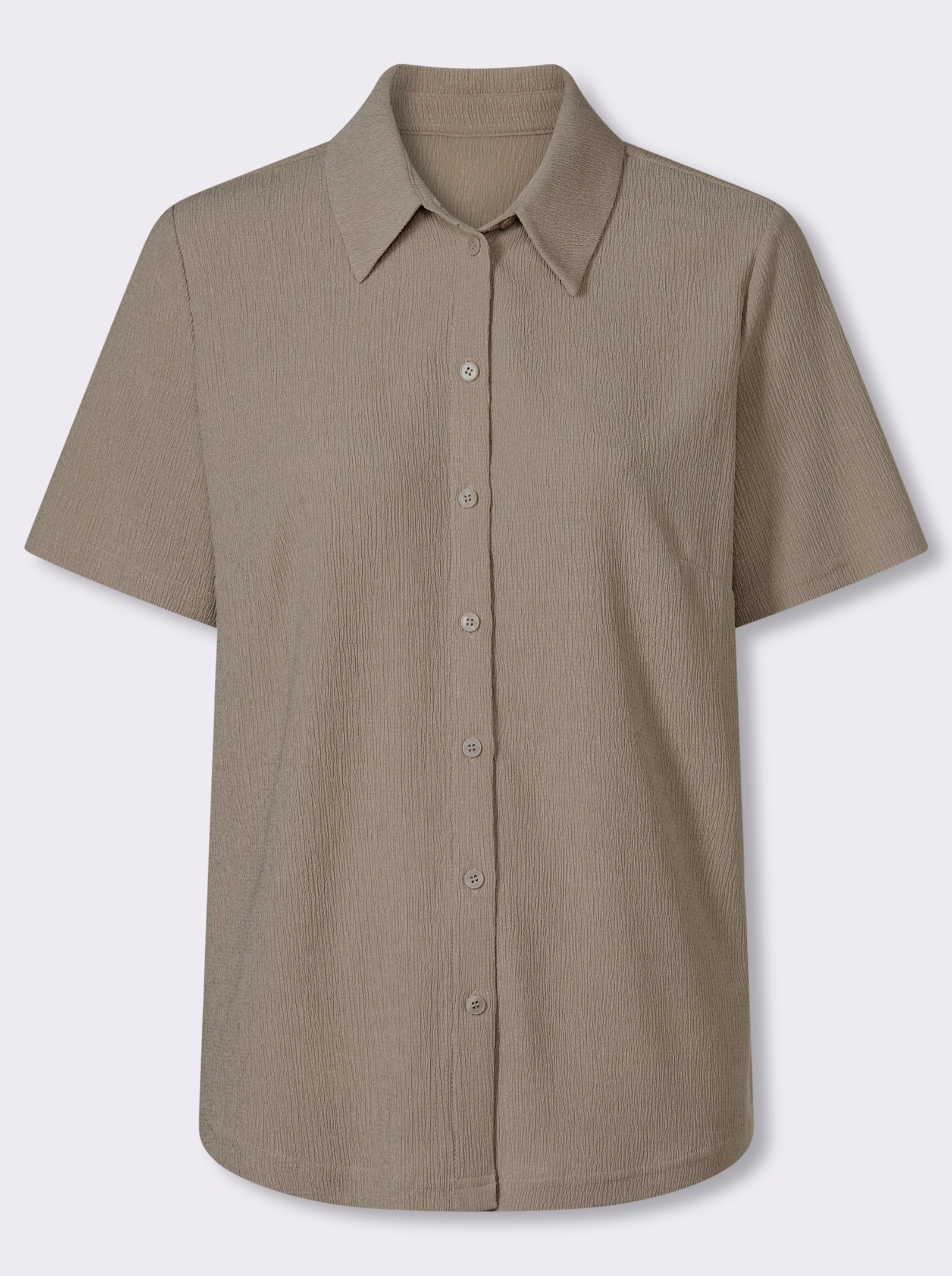 Blouse met plooien en korte mouwen - sesam