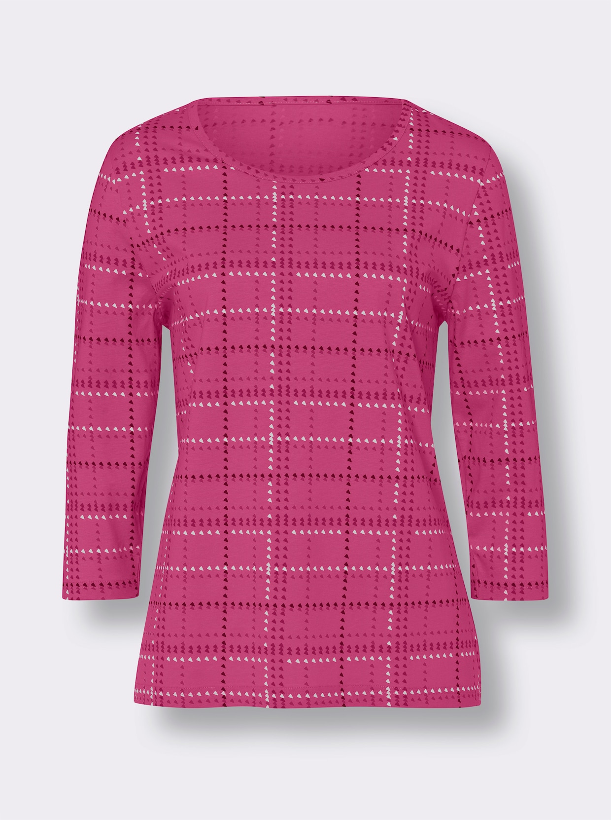 Shirt met 3/4-mouw - fuchsia/ecru bedrukt