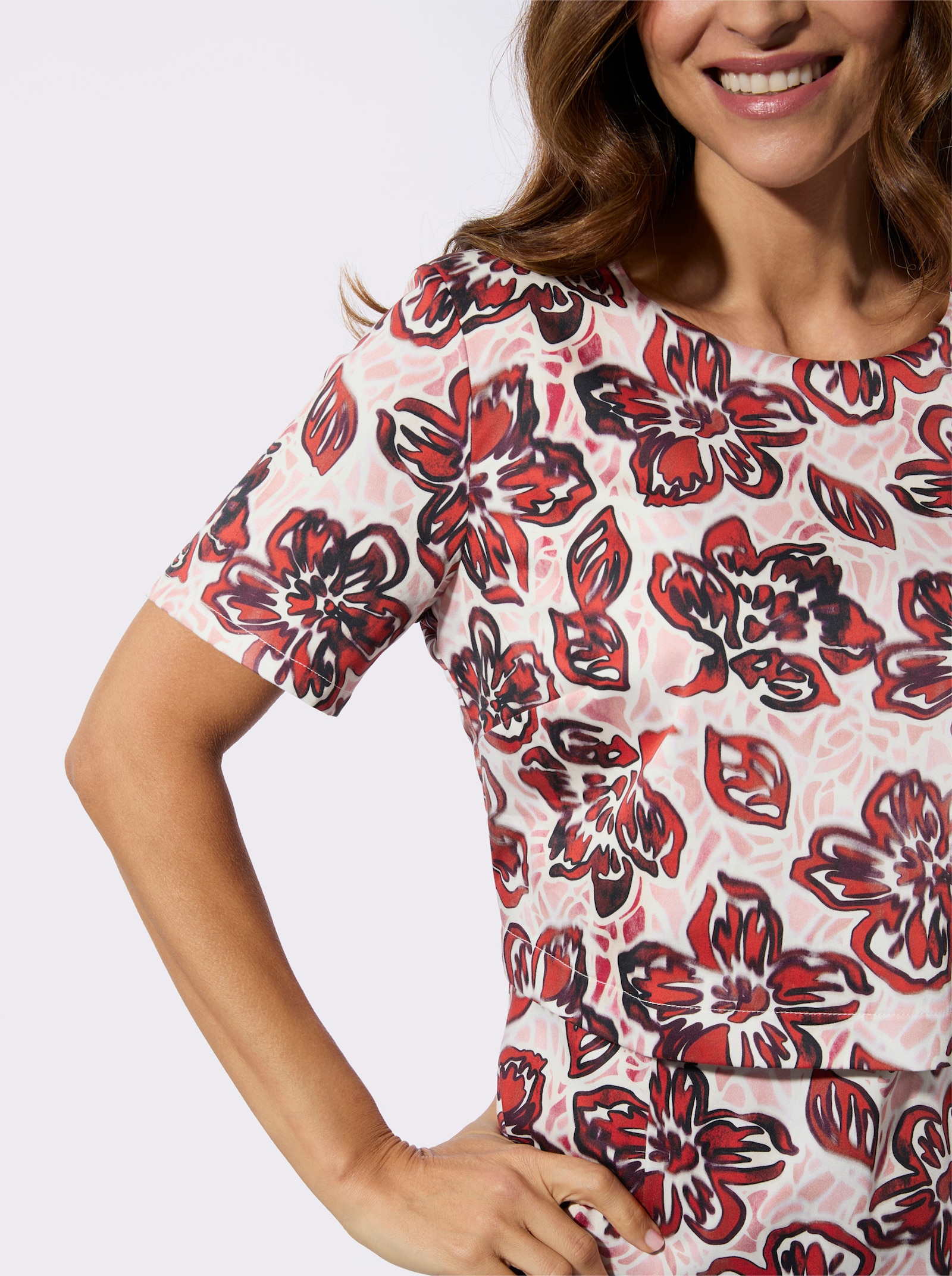 Jurk met print in 2-in-1-look - rood/bordeaux bedrukt