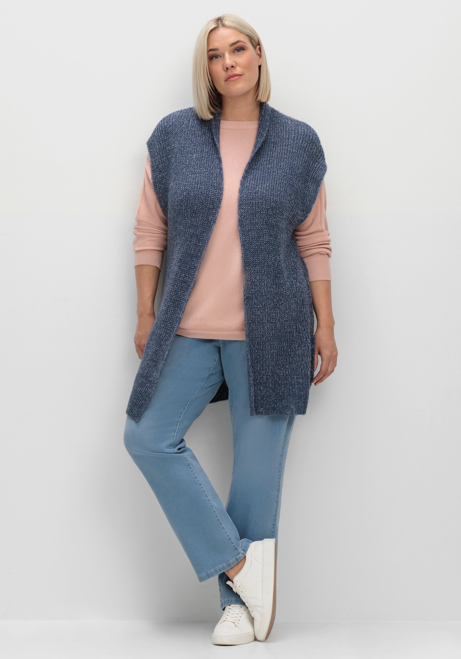 Strickweste aus meliertem Garn - rauchblau-meliert