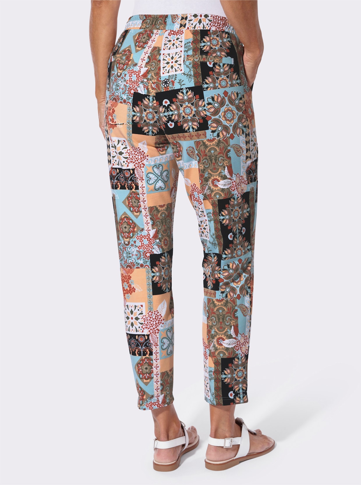 Jogg Pants - mint-apricot-gemustert