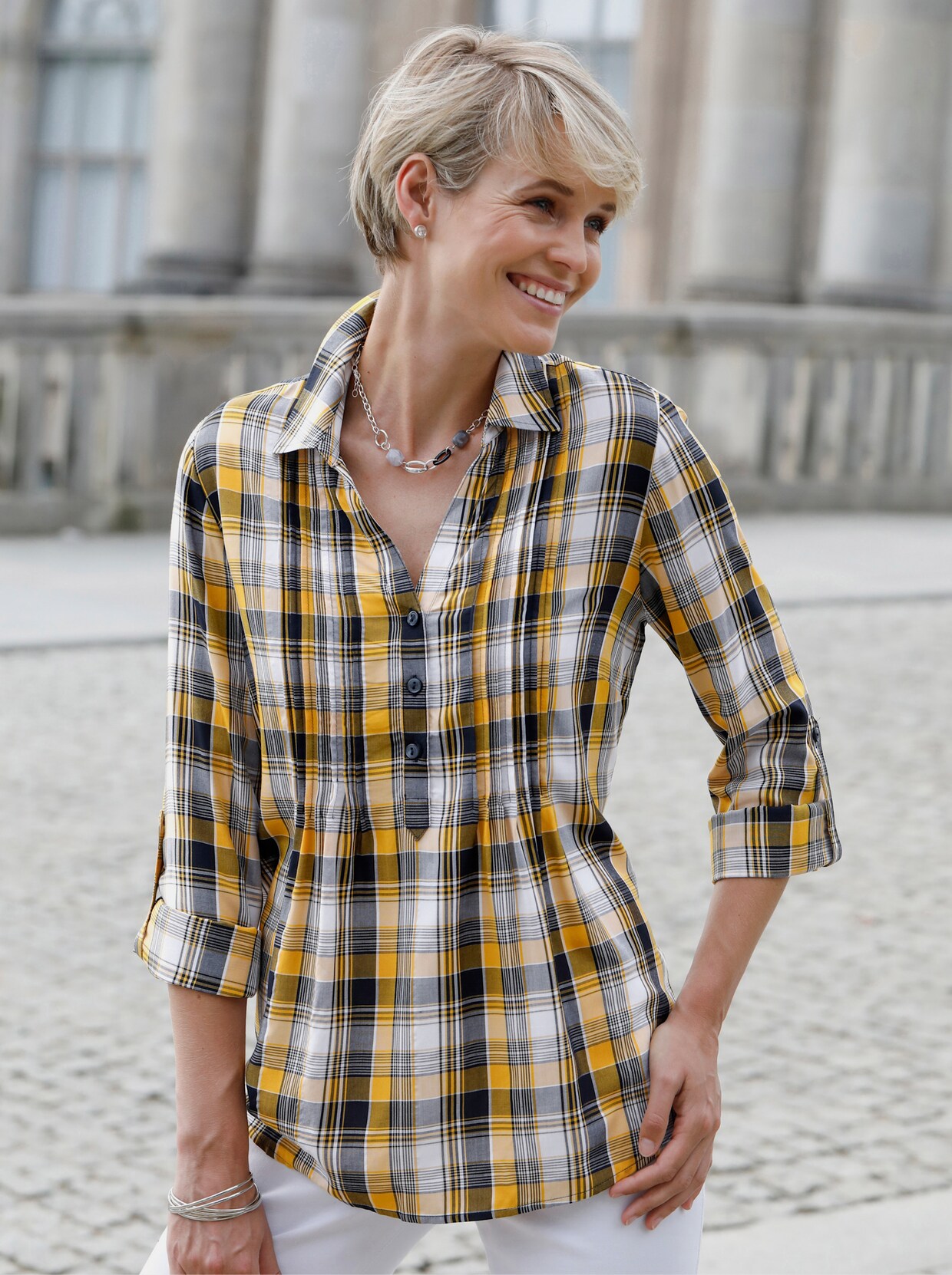 Karobluse - marine-kariert