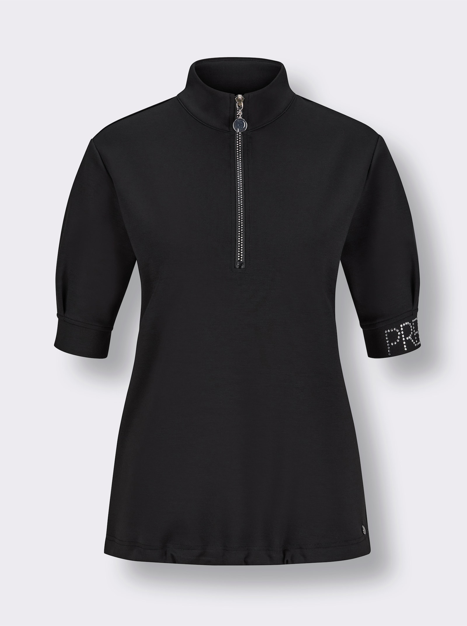 CREATION L PREMIUM Sweatshirt mit Glitzersteinchen - schwarz