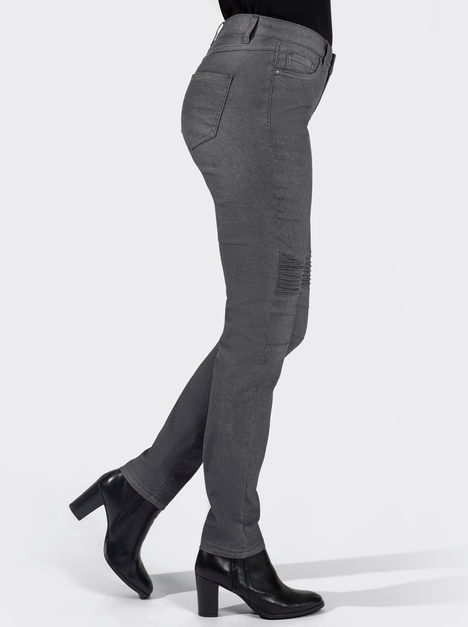 Jeans met biezen - grey-denim