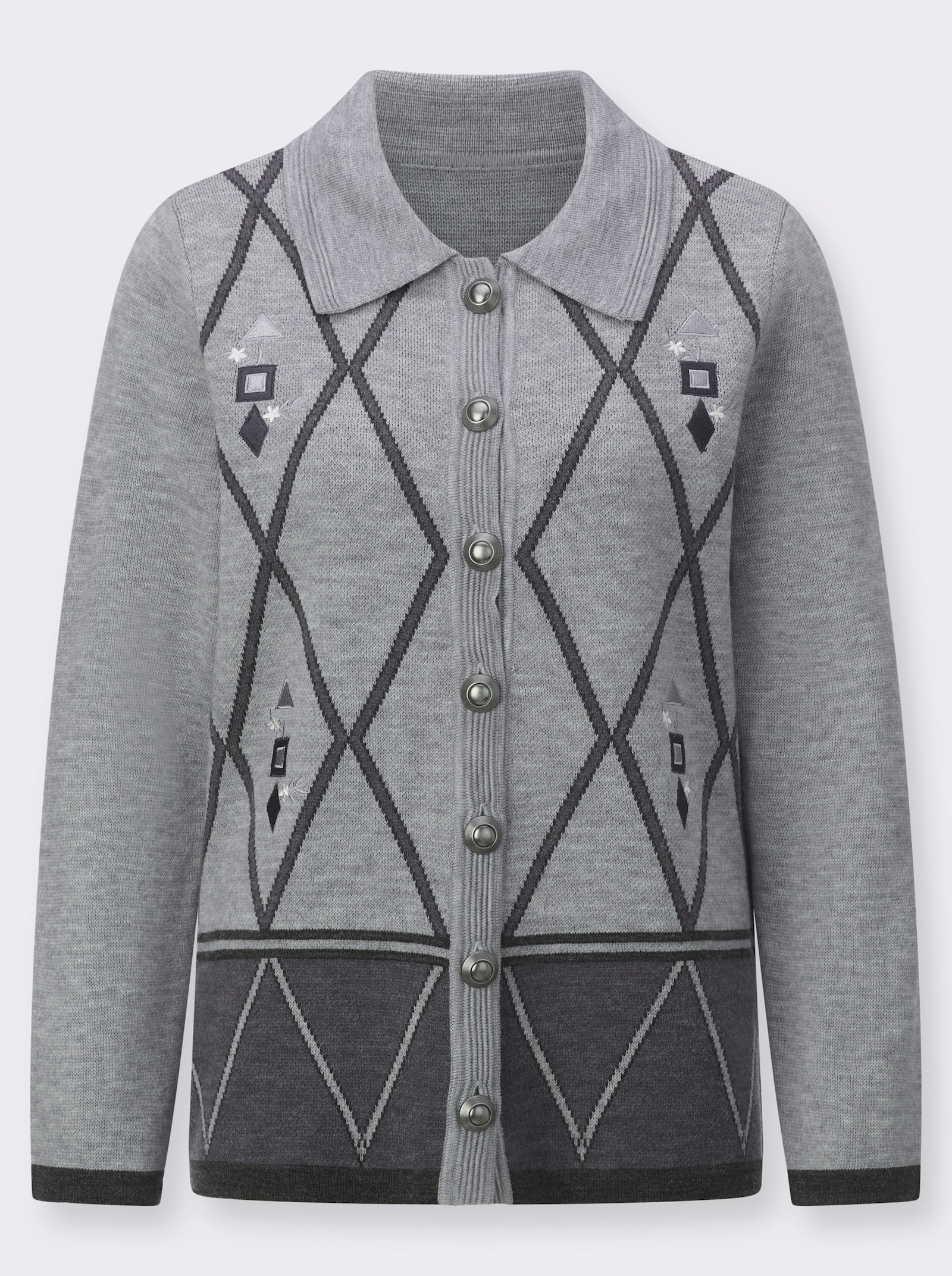 Vest van jacquard in gemêleerde look, met wol - steengrijs/gemêleerd