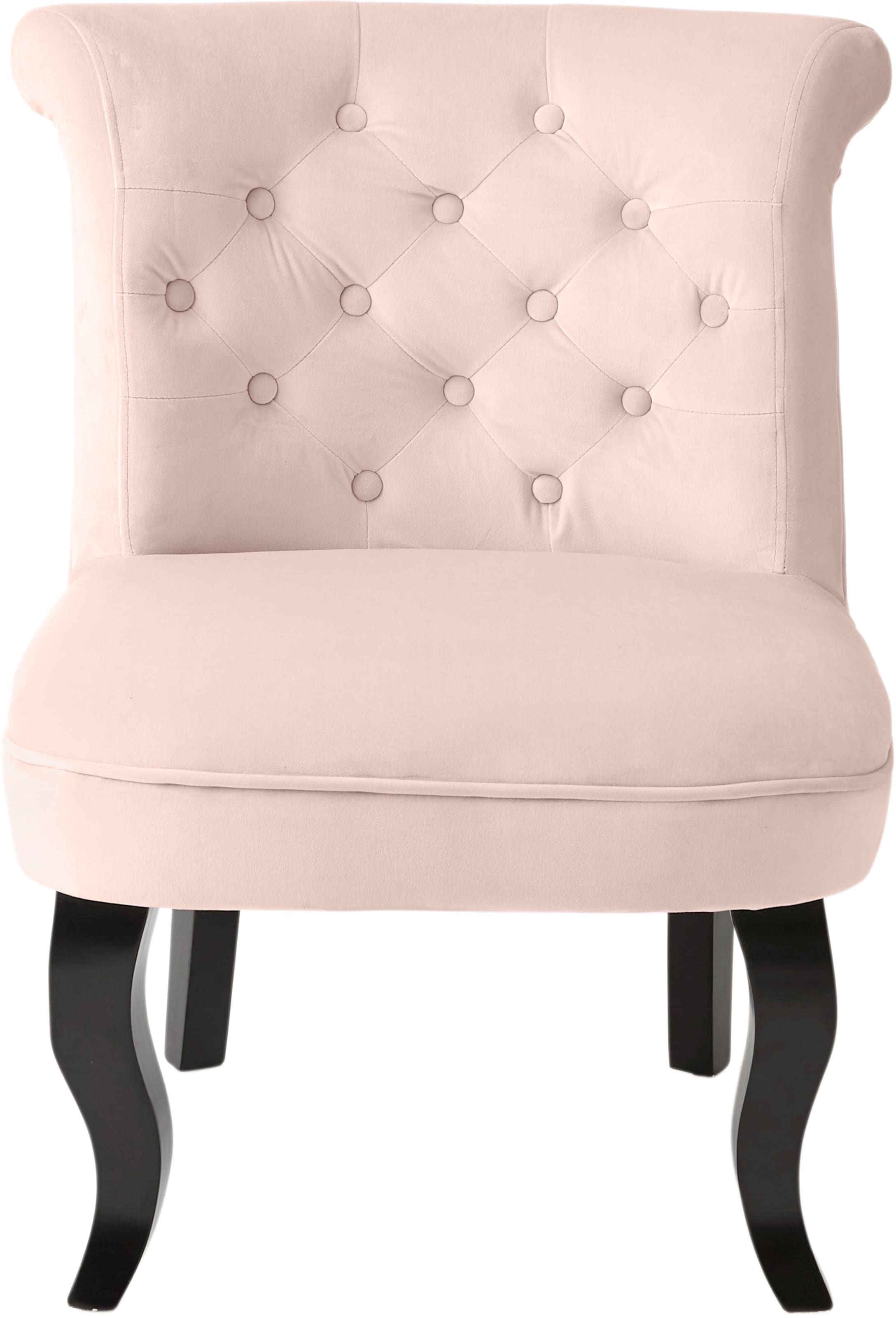 mit Knopf günstig Kaufen-Sessel in rosé von heine. Sessel in rosé von heine <![CDATA[Sessel Ein Lieblingsstück für Ihr Zuhause. Bezug in Samtoptik. Fester Schaumstoffkern auf Gurtband. Mit Kederheftung, Knopfheftung und Ziersteppung. Vordere Füße in geschwungener Fo
