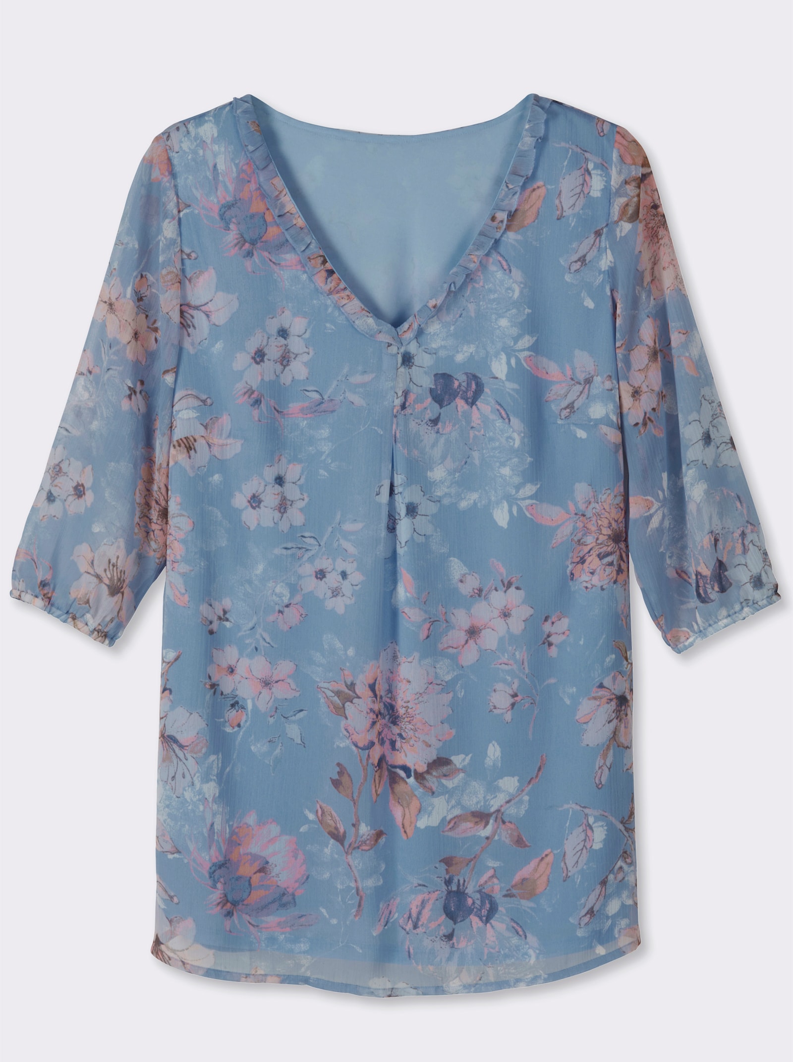 Tunika mit Rüschen-Verzierung - bleu-bedruckt