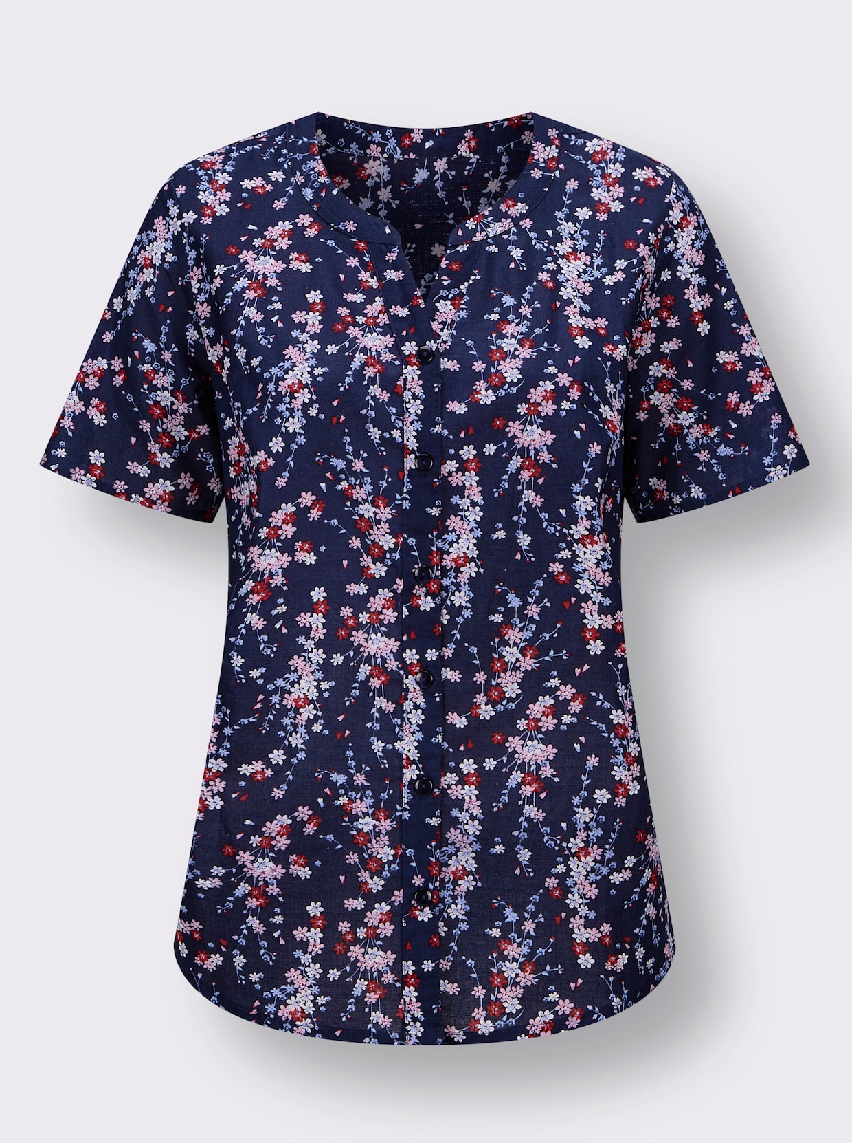 Blouse met korte mouwen - marine/hortensia bedrukt