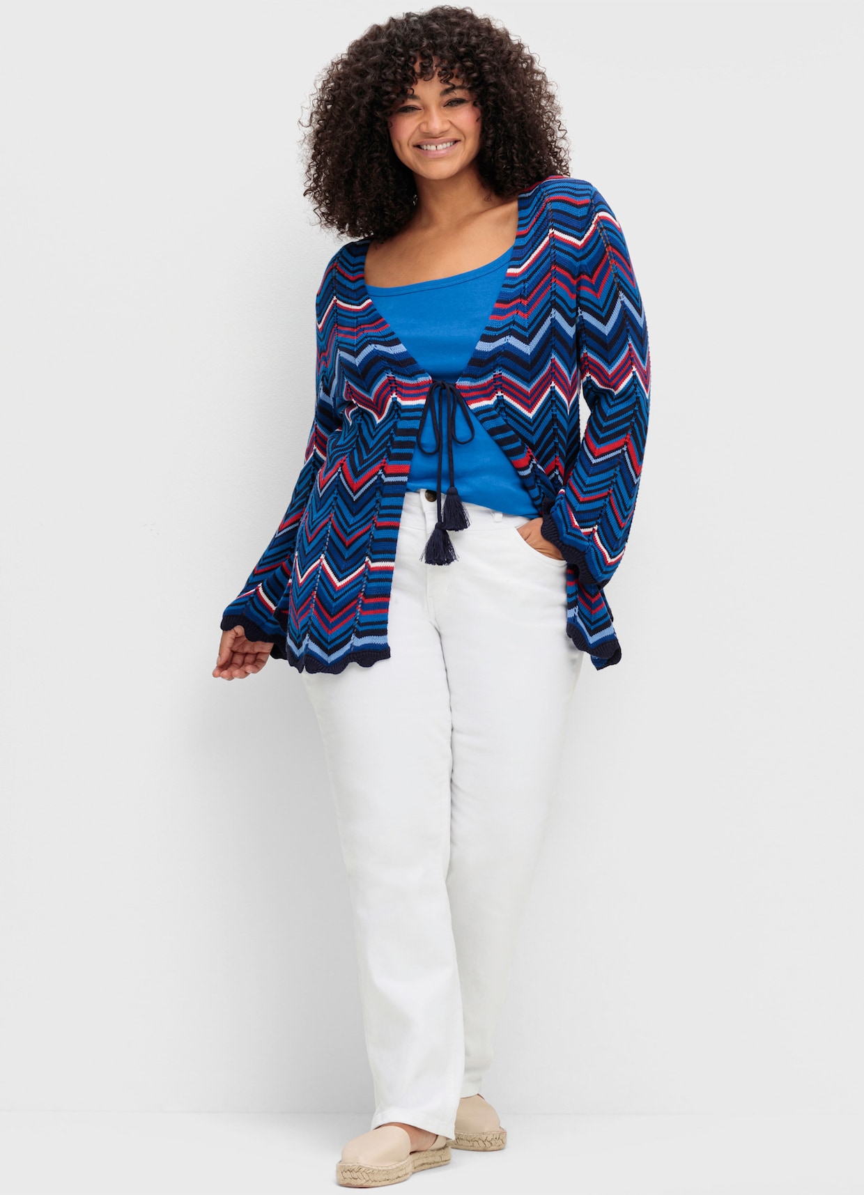 sheego Strickjacke - marine-gemustert