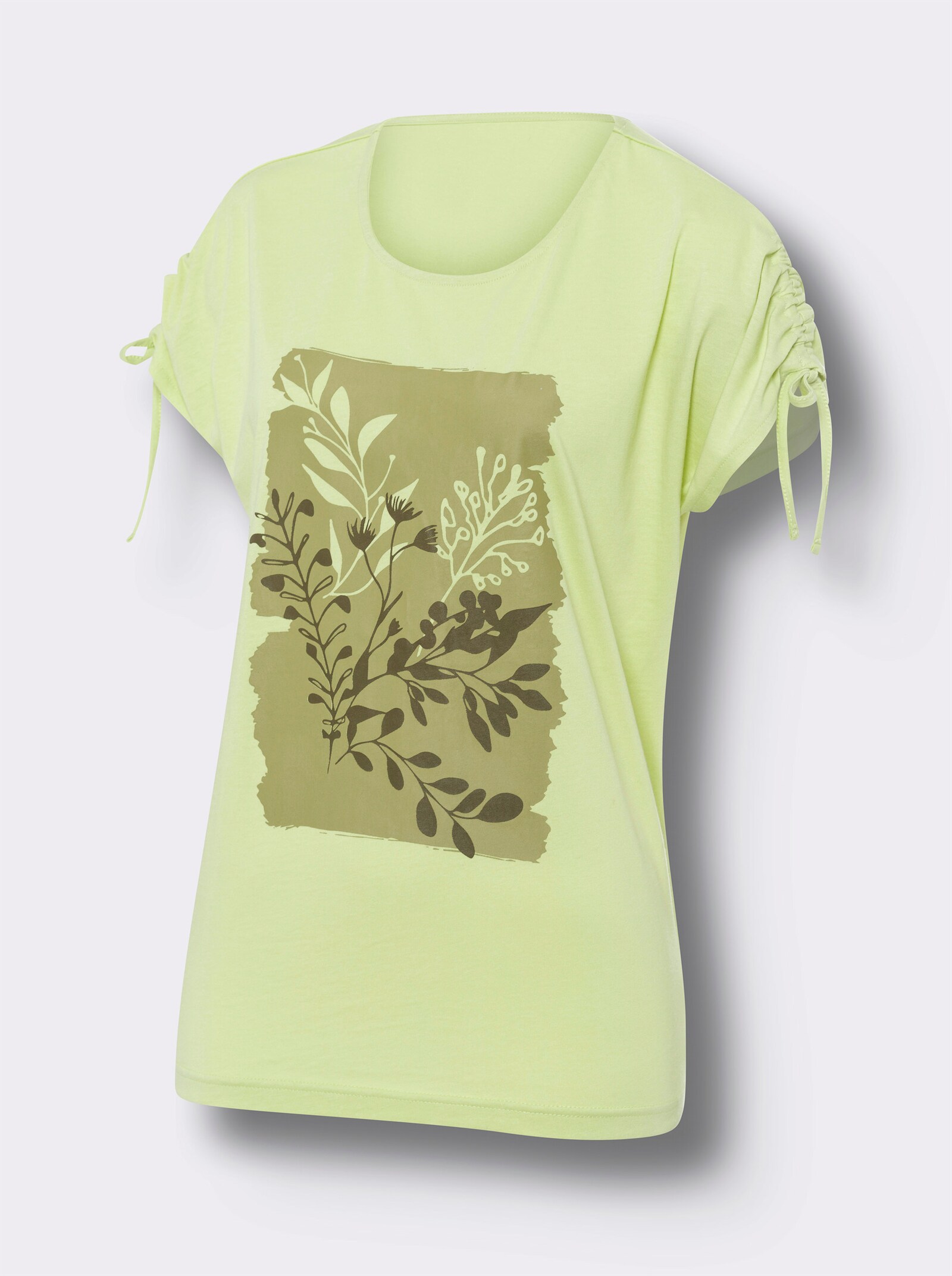 Shirt met korte mouwen en rimpeling op de armen - pistache/rietgroen