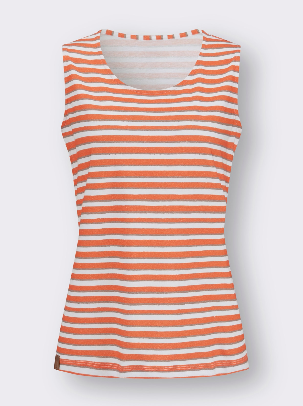 T-shirt rayé - orange-blanc à rayures fines