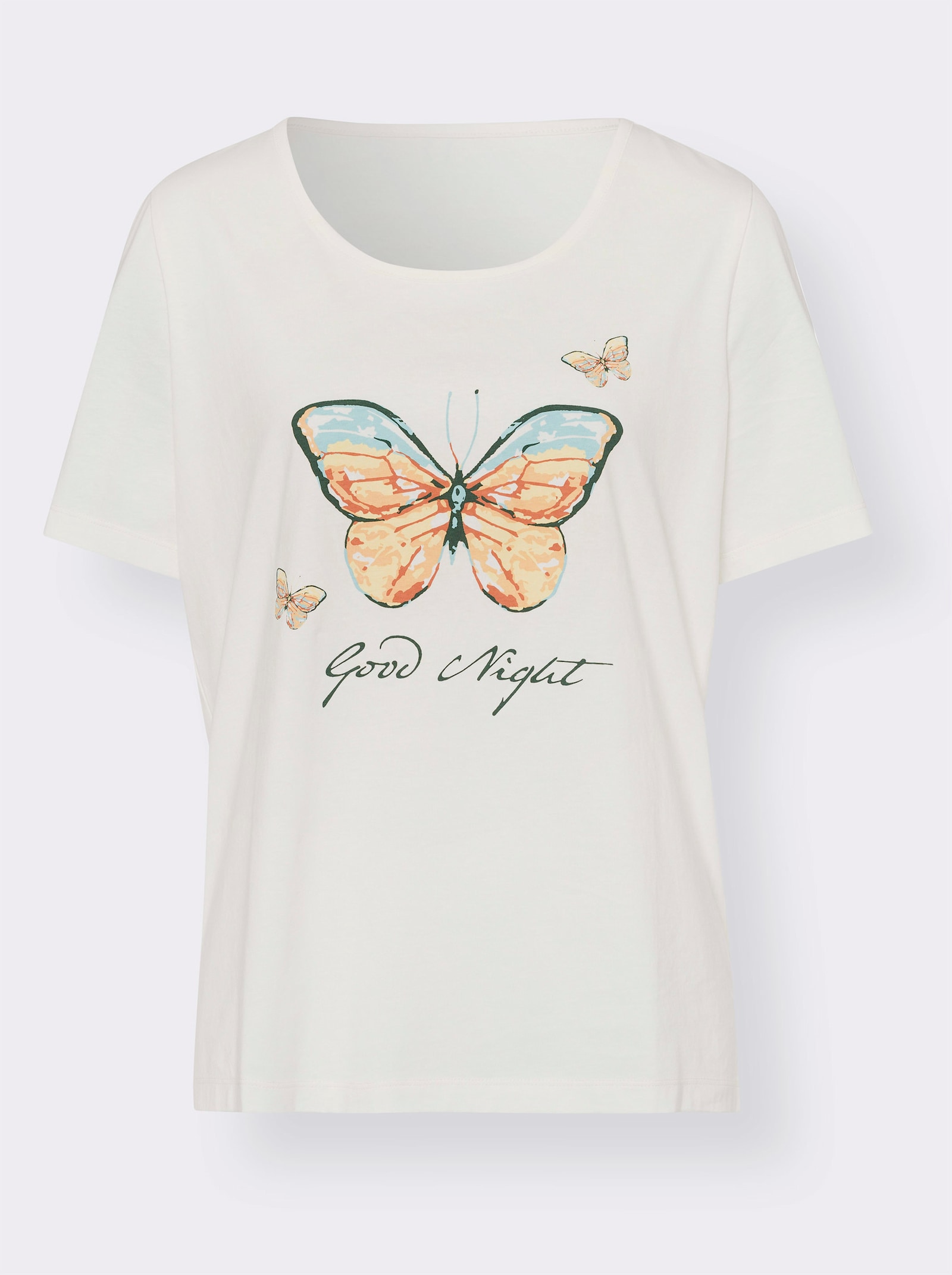 Kortärmad pyjamas med fjärilar - gräddvit, tryckt