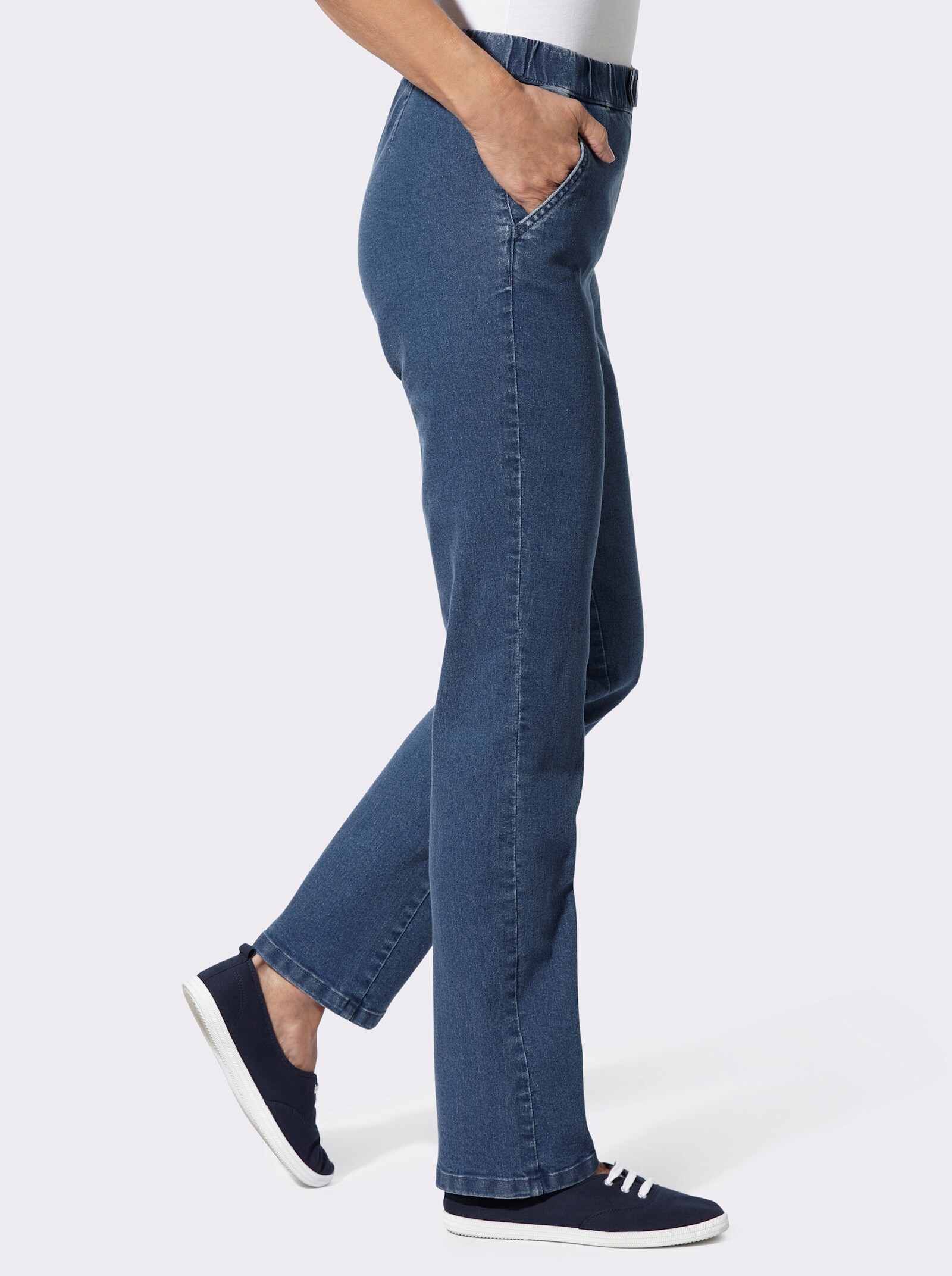 Schlupfjeans mit 2 Taschen vorne - blue-stone-washed