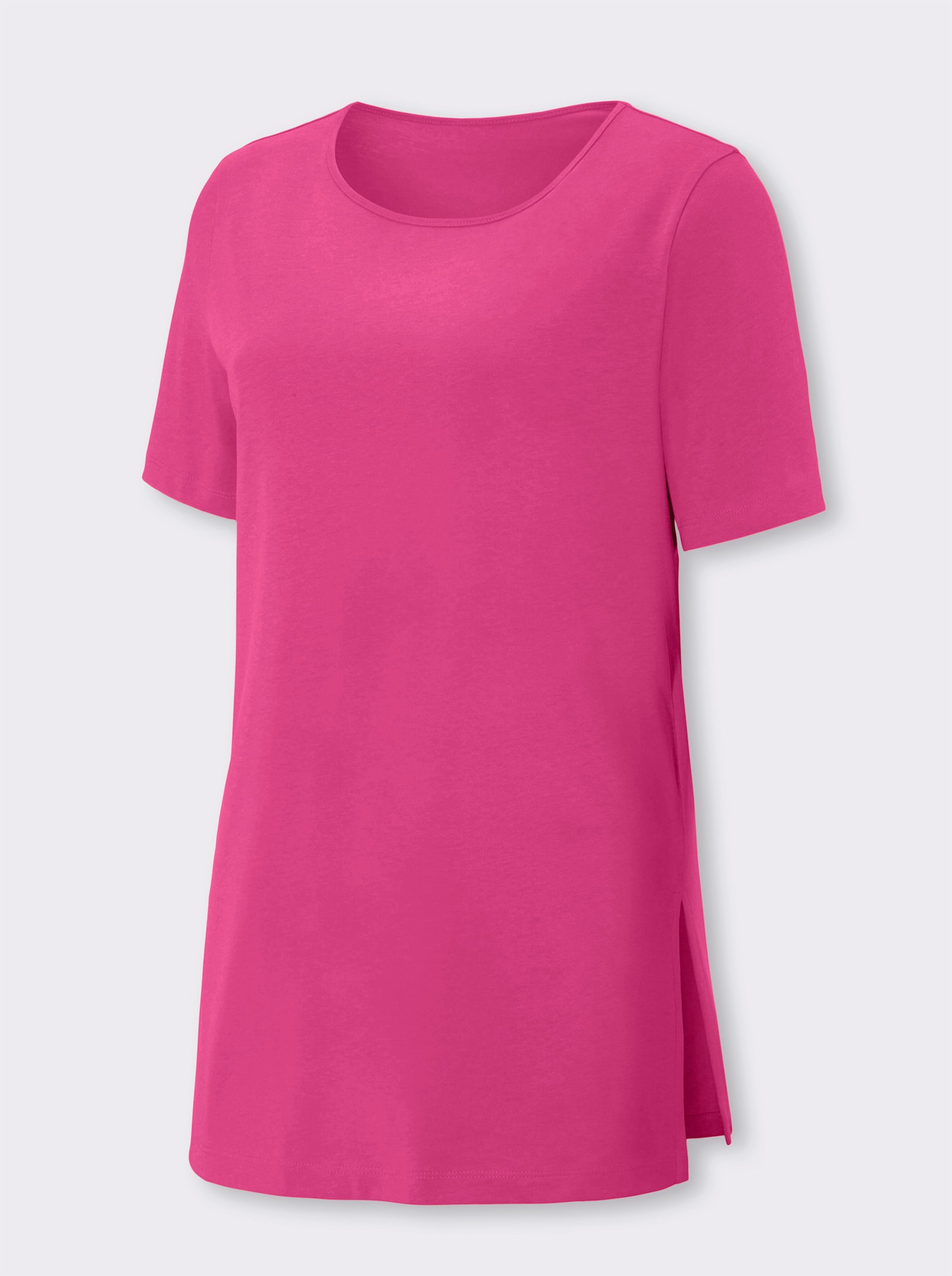 Longshirt mit hohen Seitenschlitzen - fuchsia