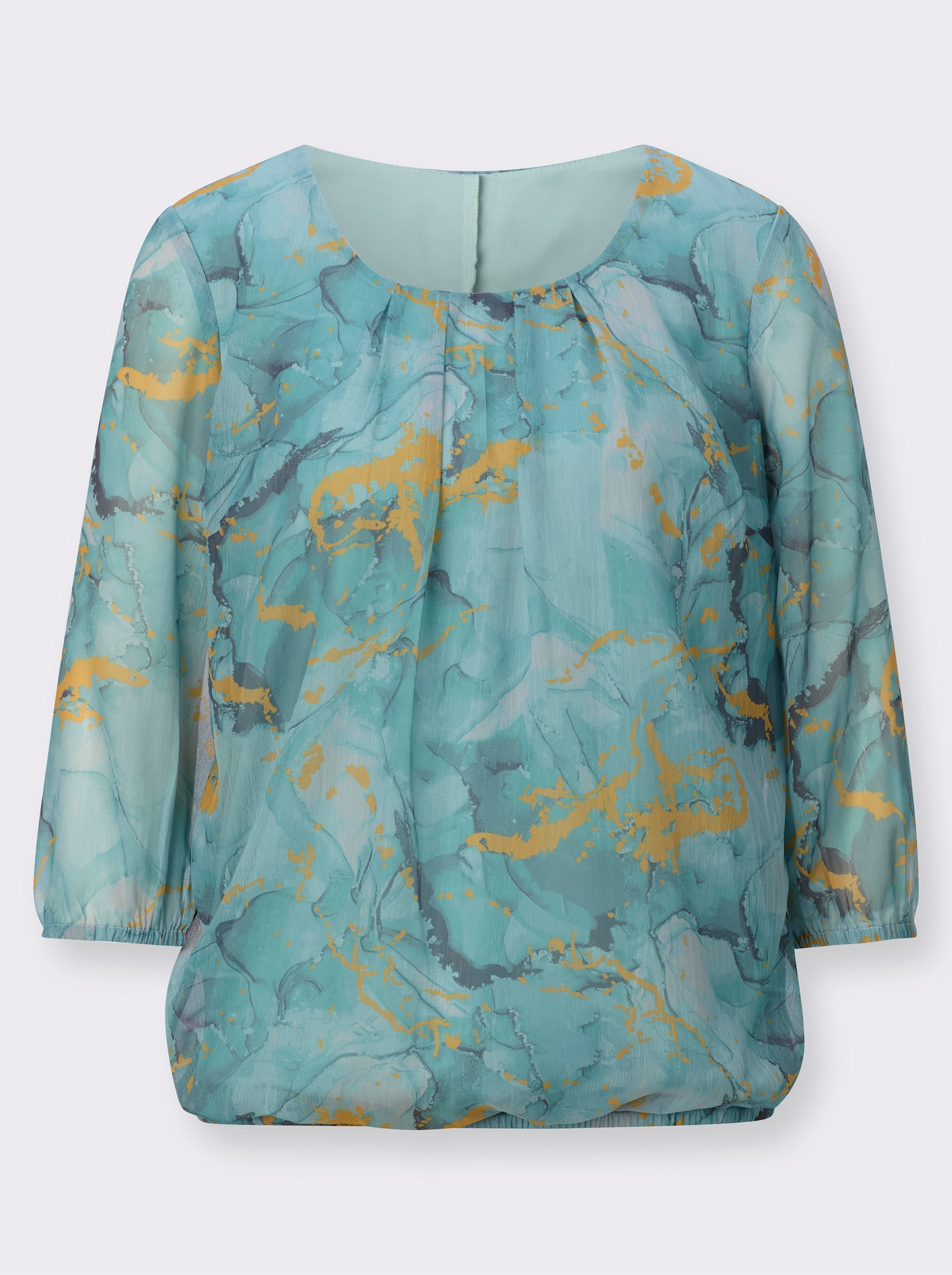 Schlupfbluse im Marmor-Look - kalkmint-salbei-bedruckt