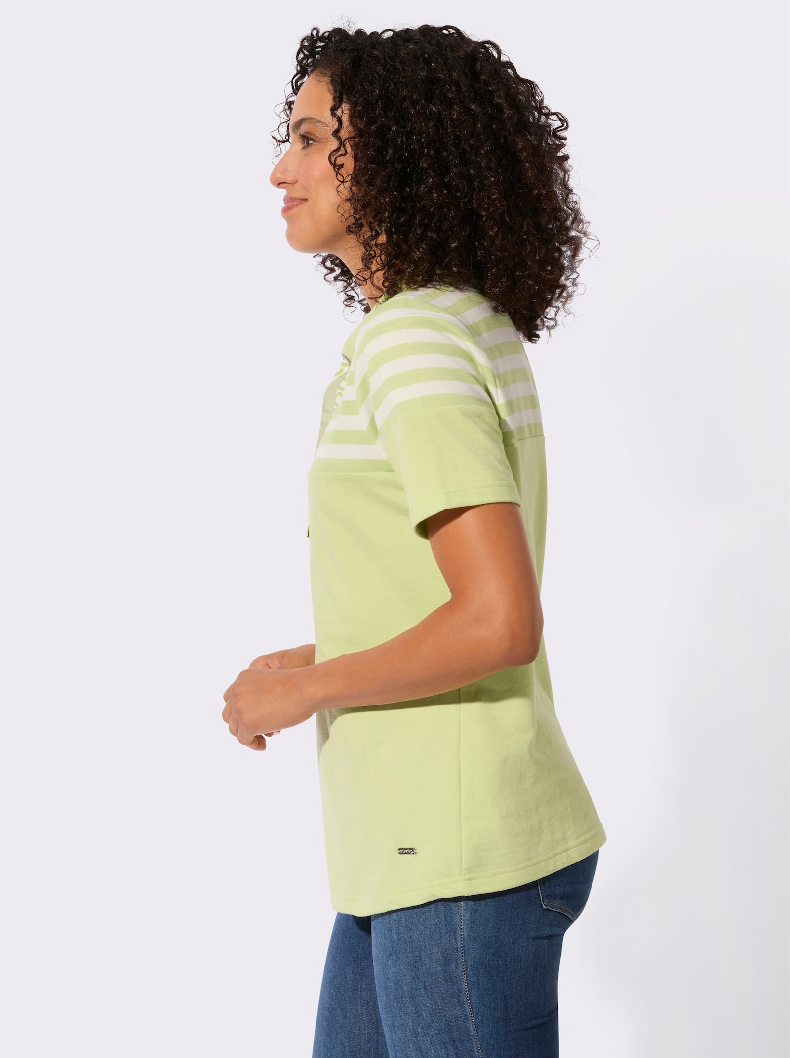 Sweatshirt mit platziertem Druckmuster - pistazie-ecru