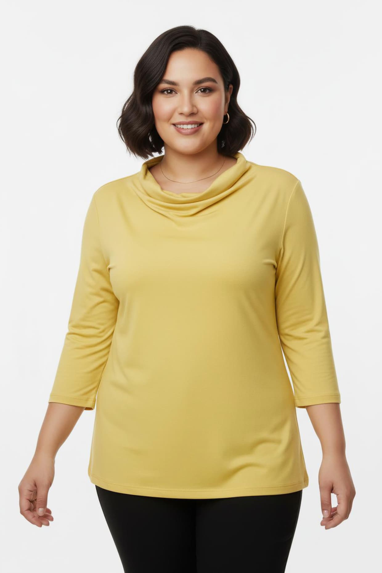 Wasserfallshirt mit 3/4-langen Ärmeln - limone