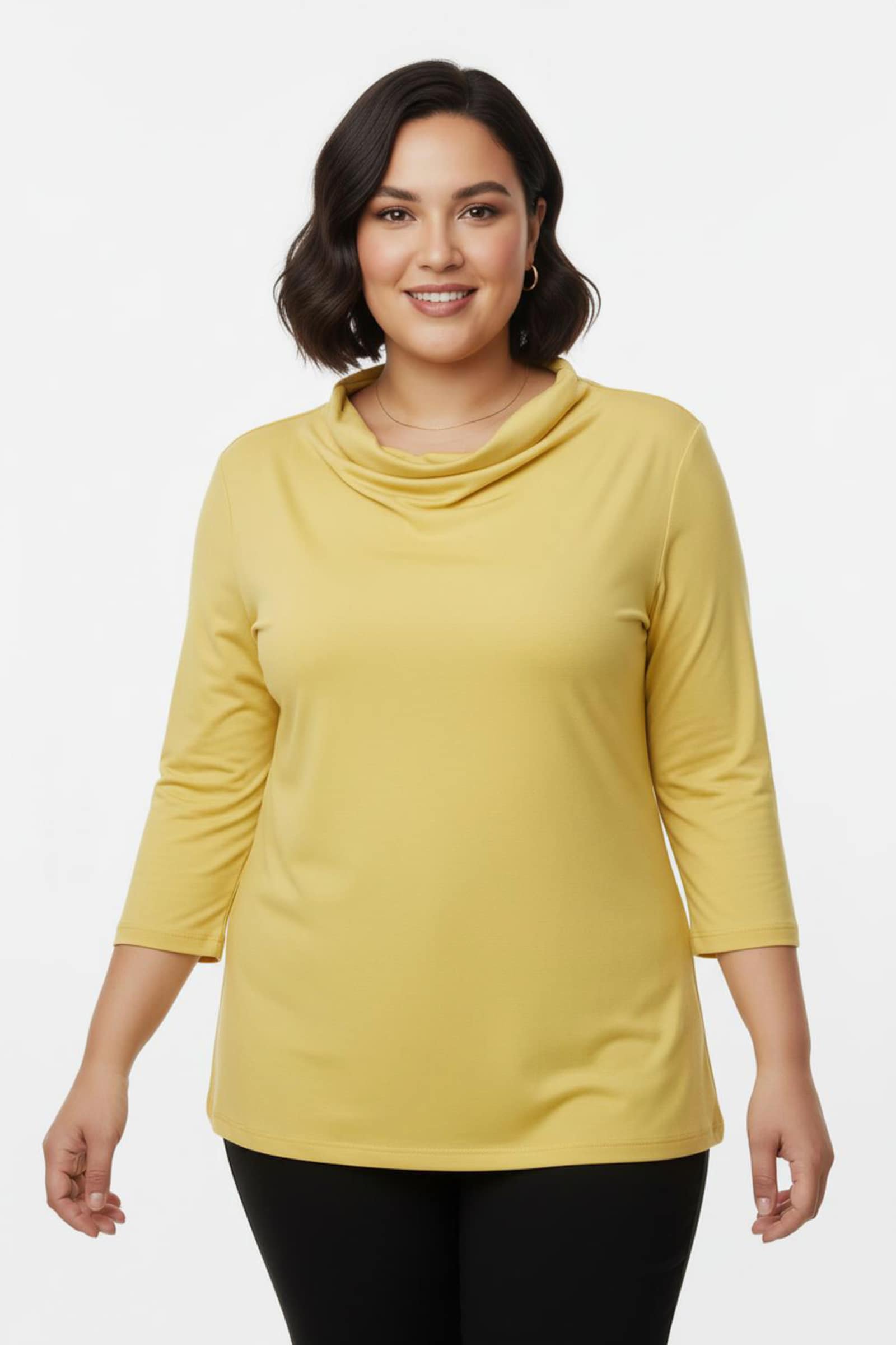 Wasserfallshirt mit 3/4-langen Ärmeln - limone