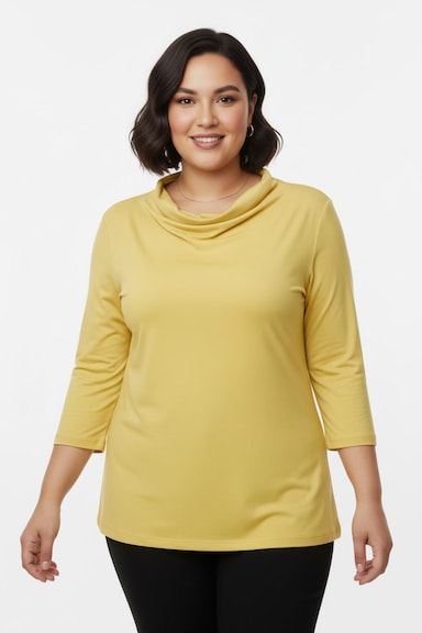 Wasserfallshirt mit 3/4-langen Ärmeln - limone