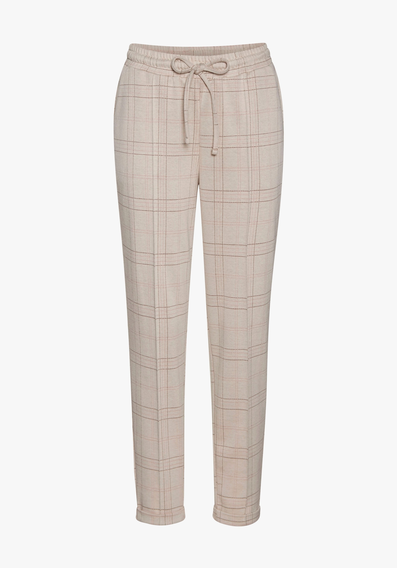 Vivance Jogger Pants - beige-rosa kariert