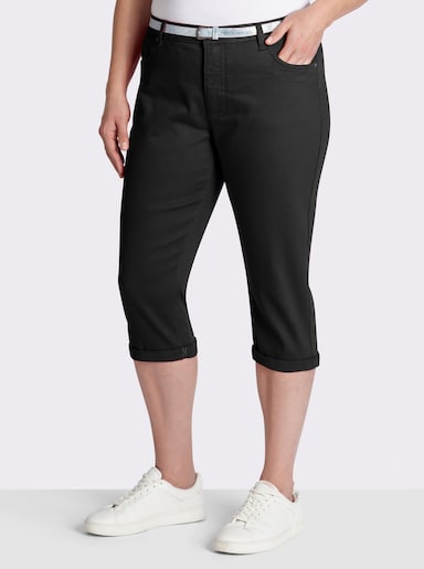 Caprijeans inklusive Gürtel - schwarz
