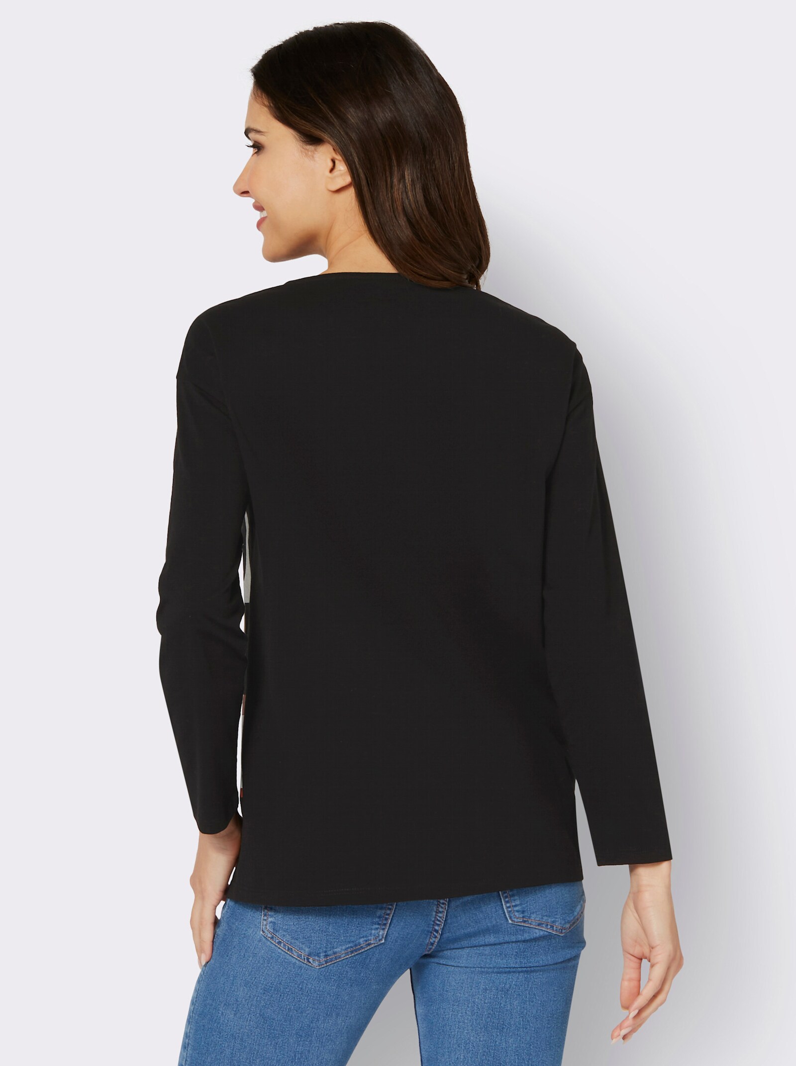 Shirt met lange mouwen en grafische print - zwart/camel bedrukt